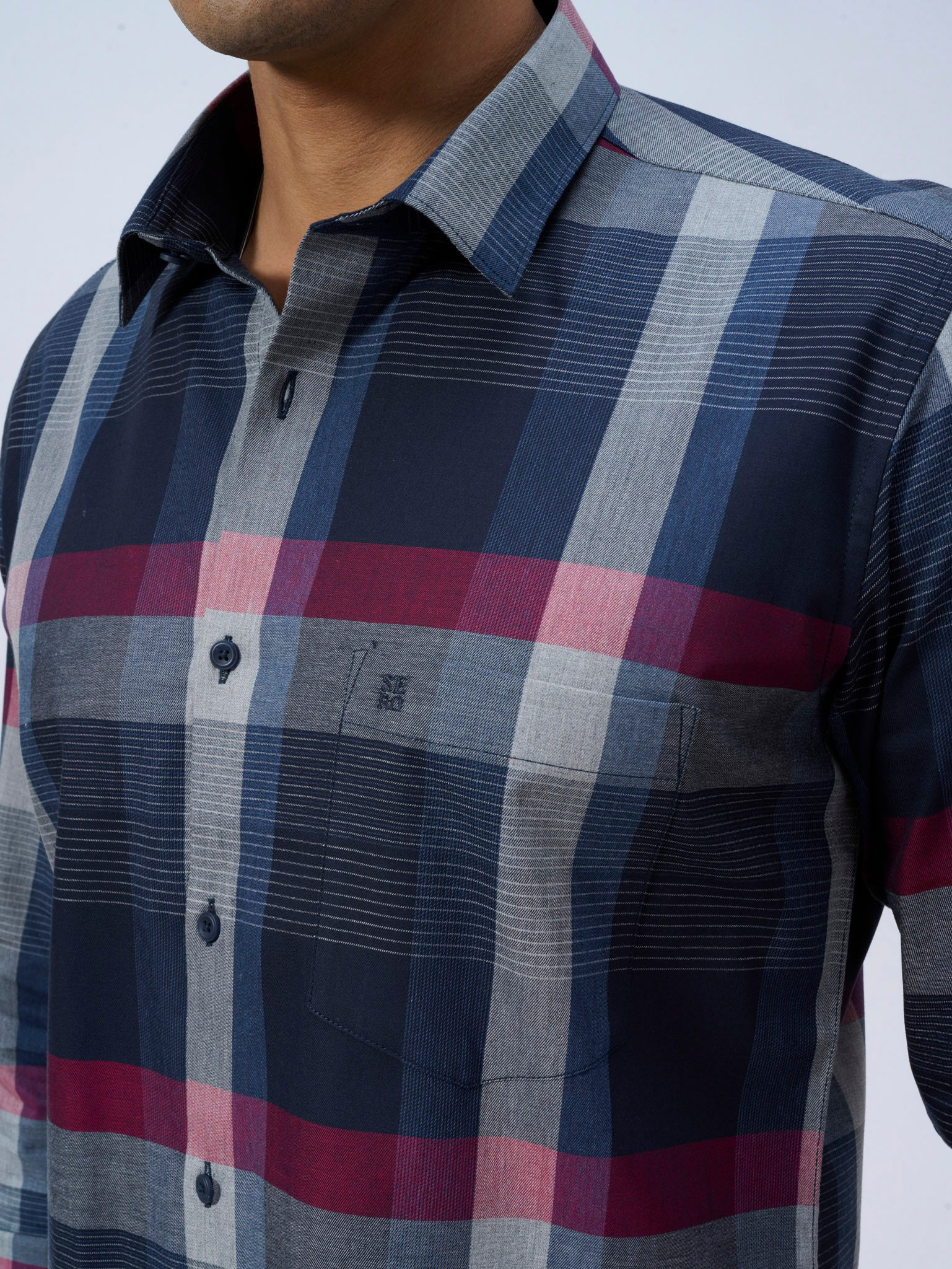 Neon Navy Bold Check Shirt