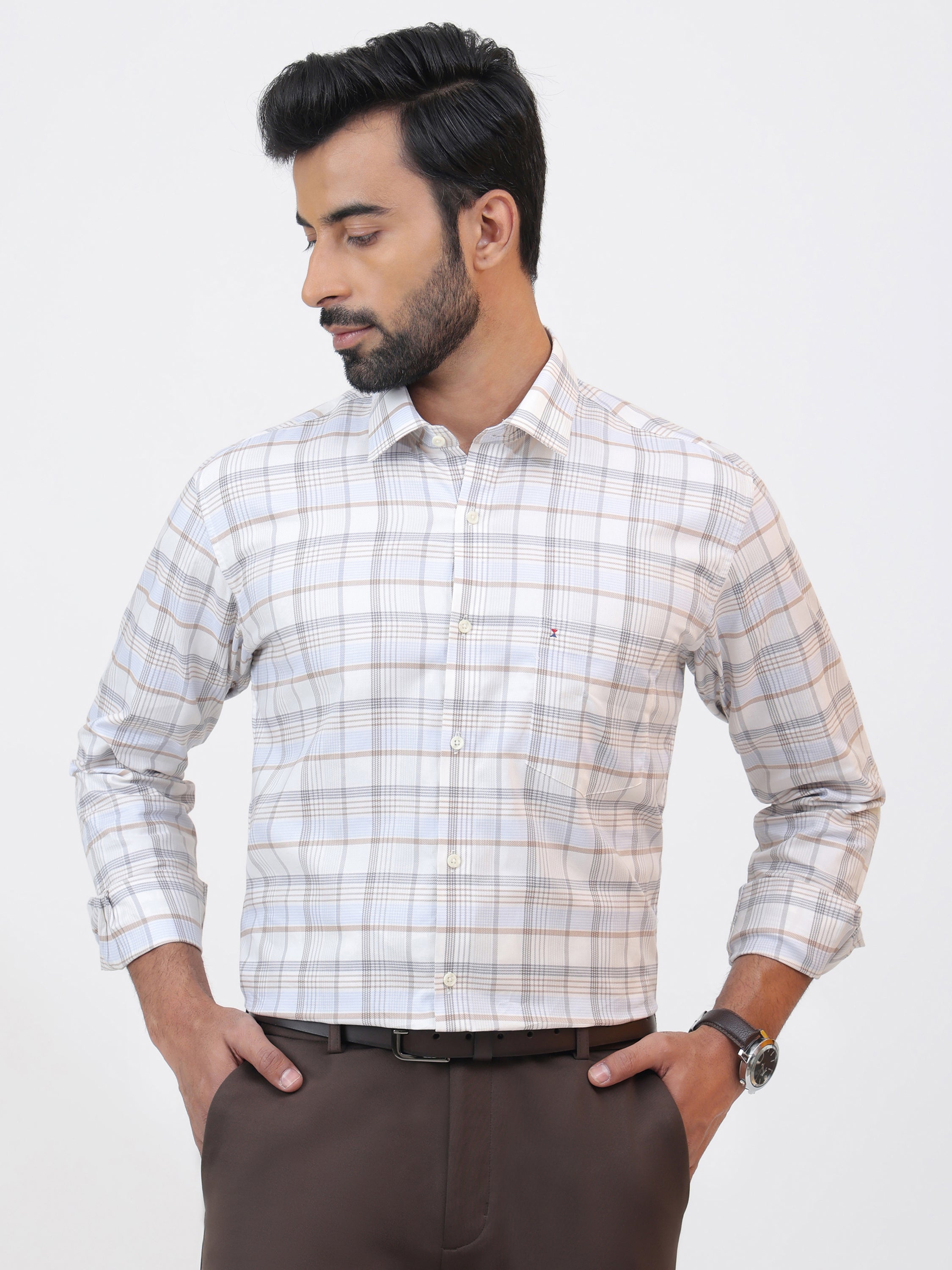 Light Mocha Check Shirt