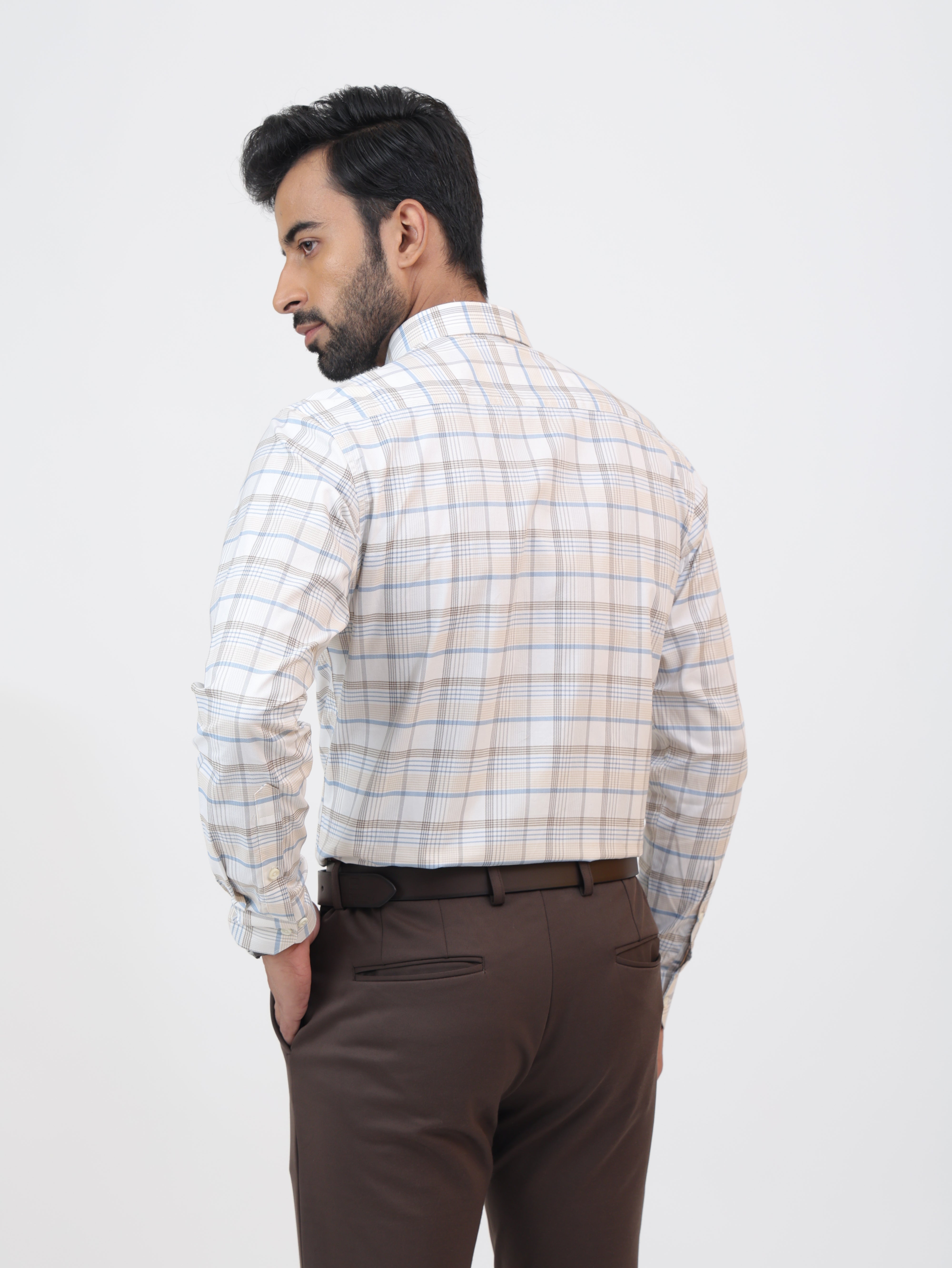 Ivory Taupe Check Shirt