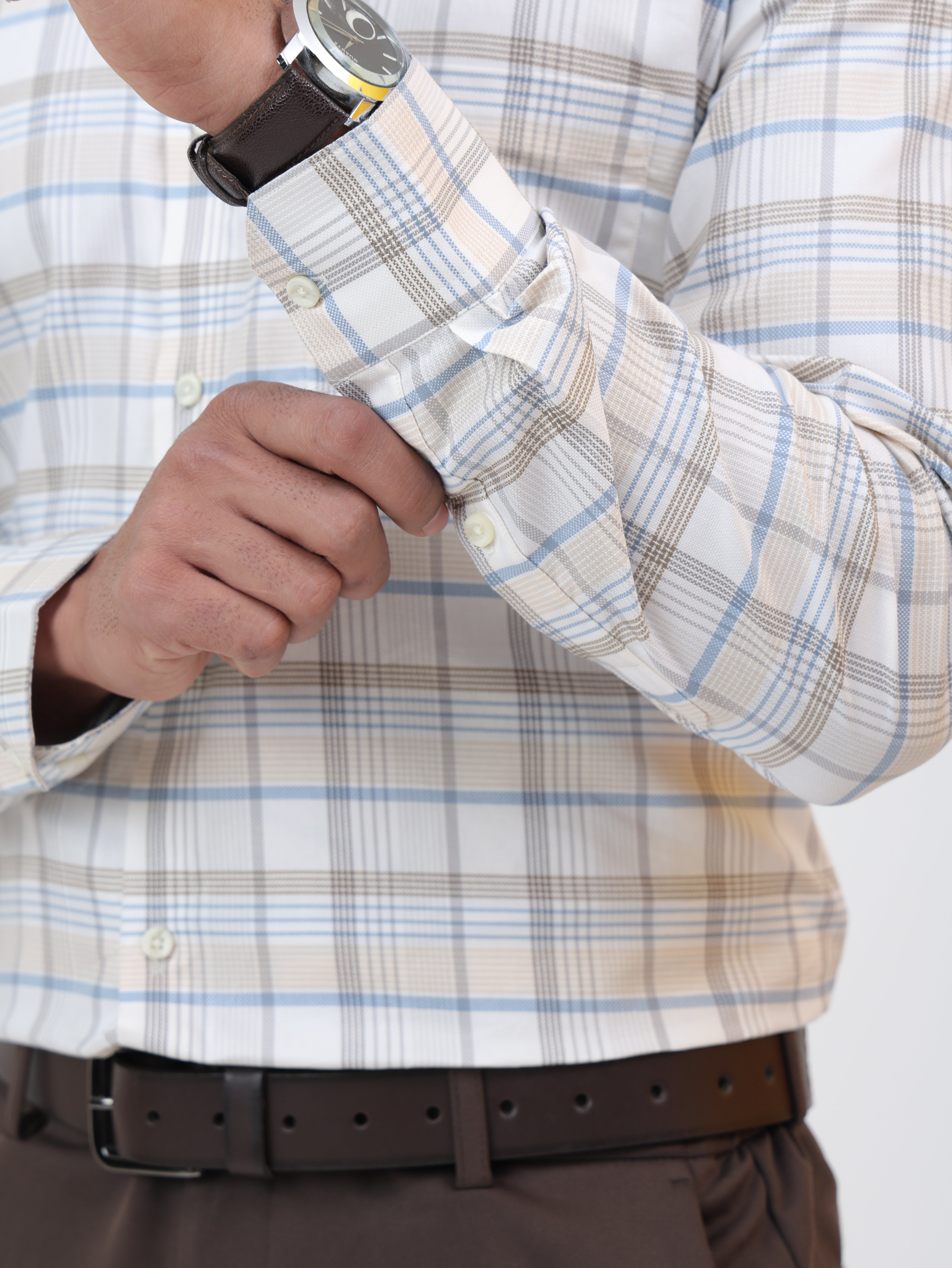 Ivory Taupe Check Shirt