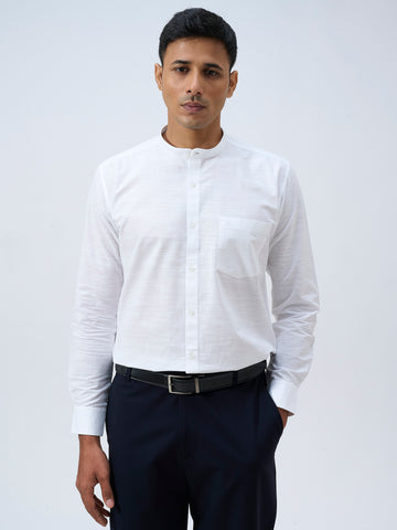 Paper White Mandarin Collar Shirt