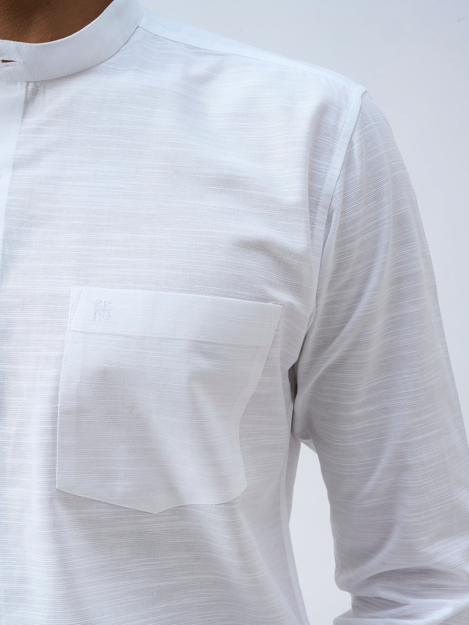 Paper White Mandarin Collar Shirt