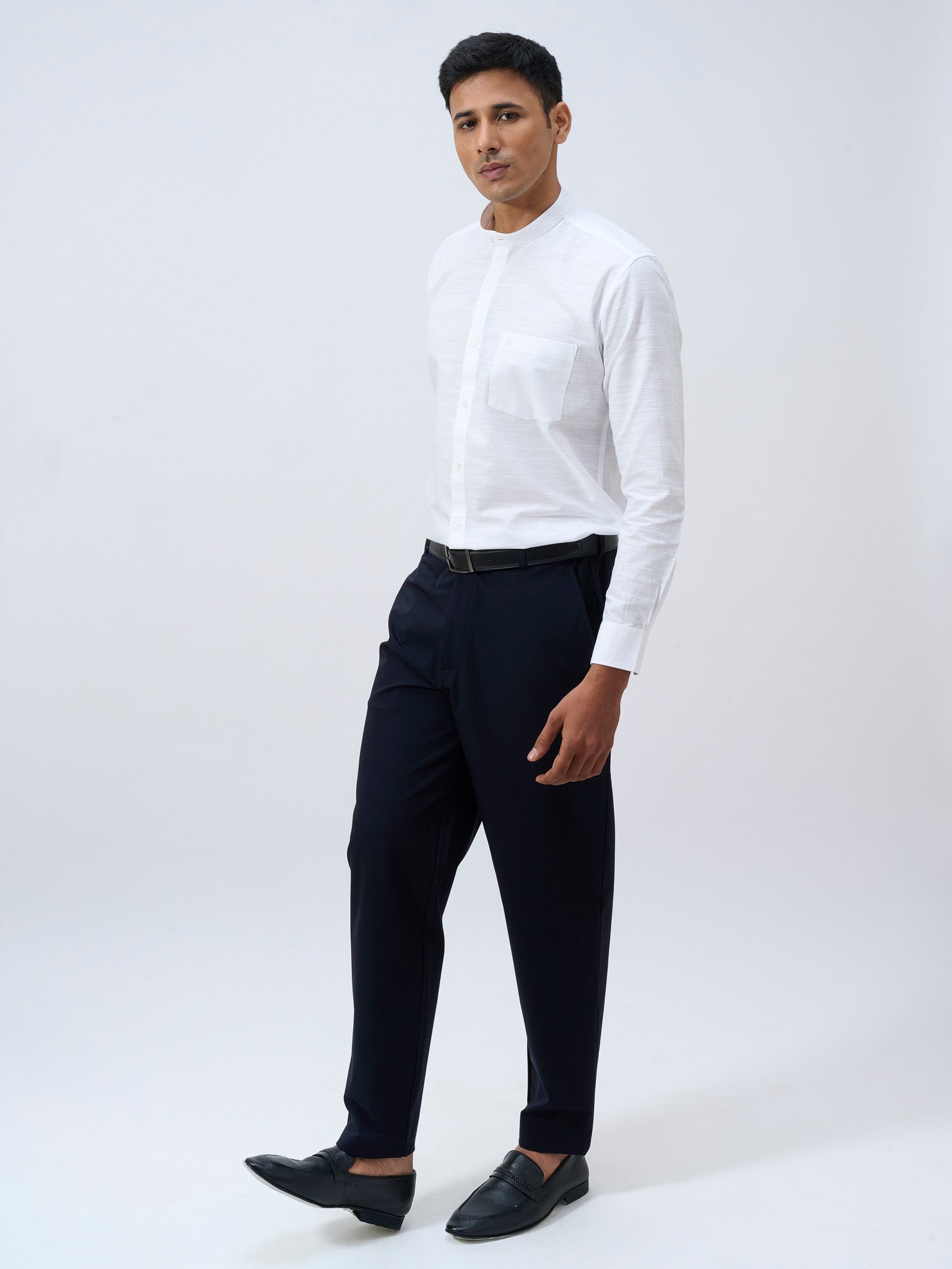 Paper White Mandarin Collar Shirt