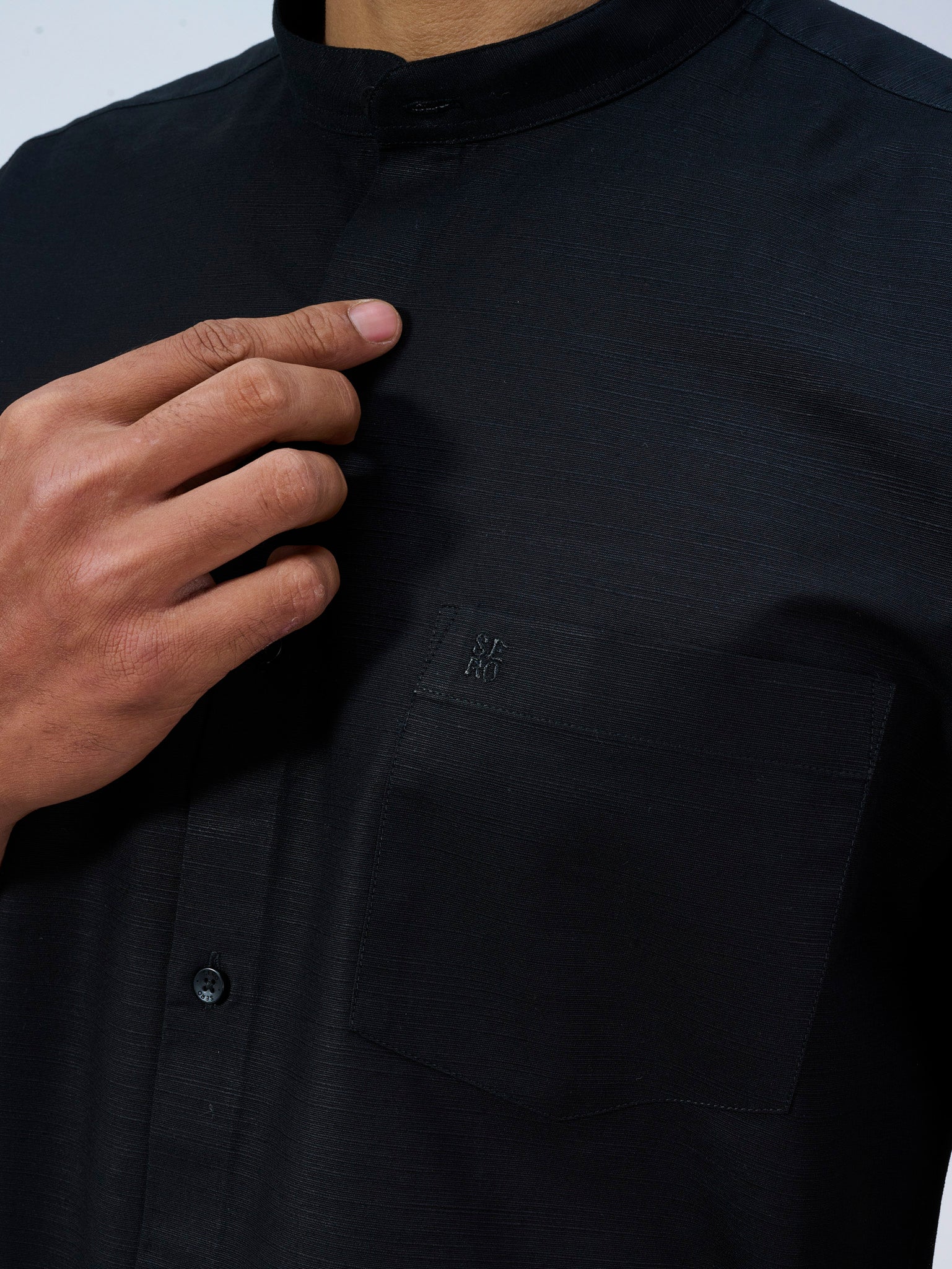 Ebony Mandarin Collar Shirt
