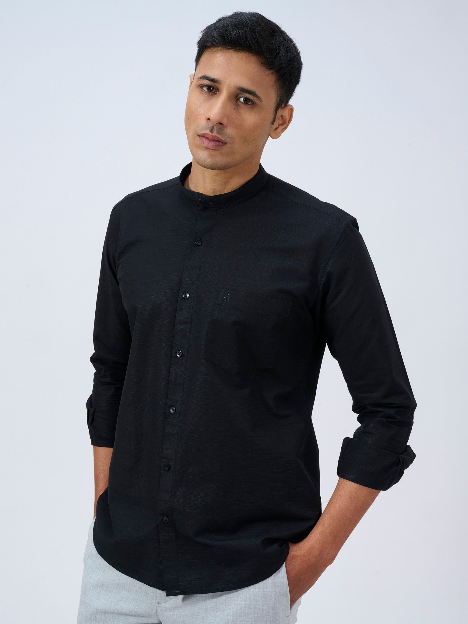 Ebony Mandarin Collar Shirt