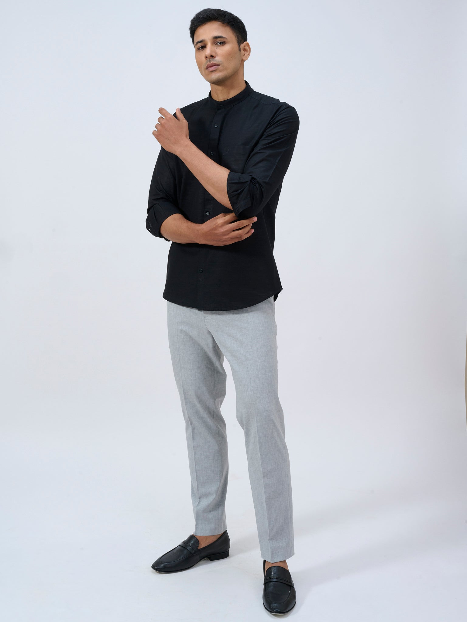 Ebony Mandarin Collar Shirt