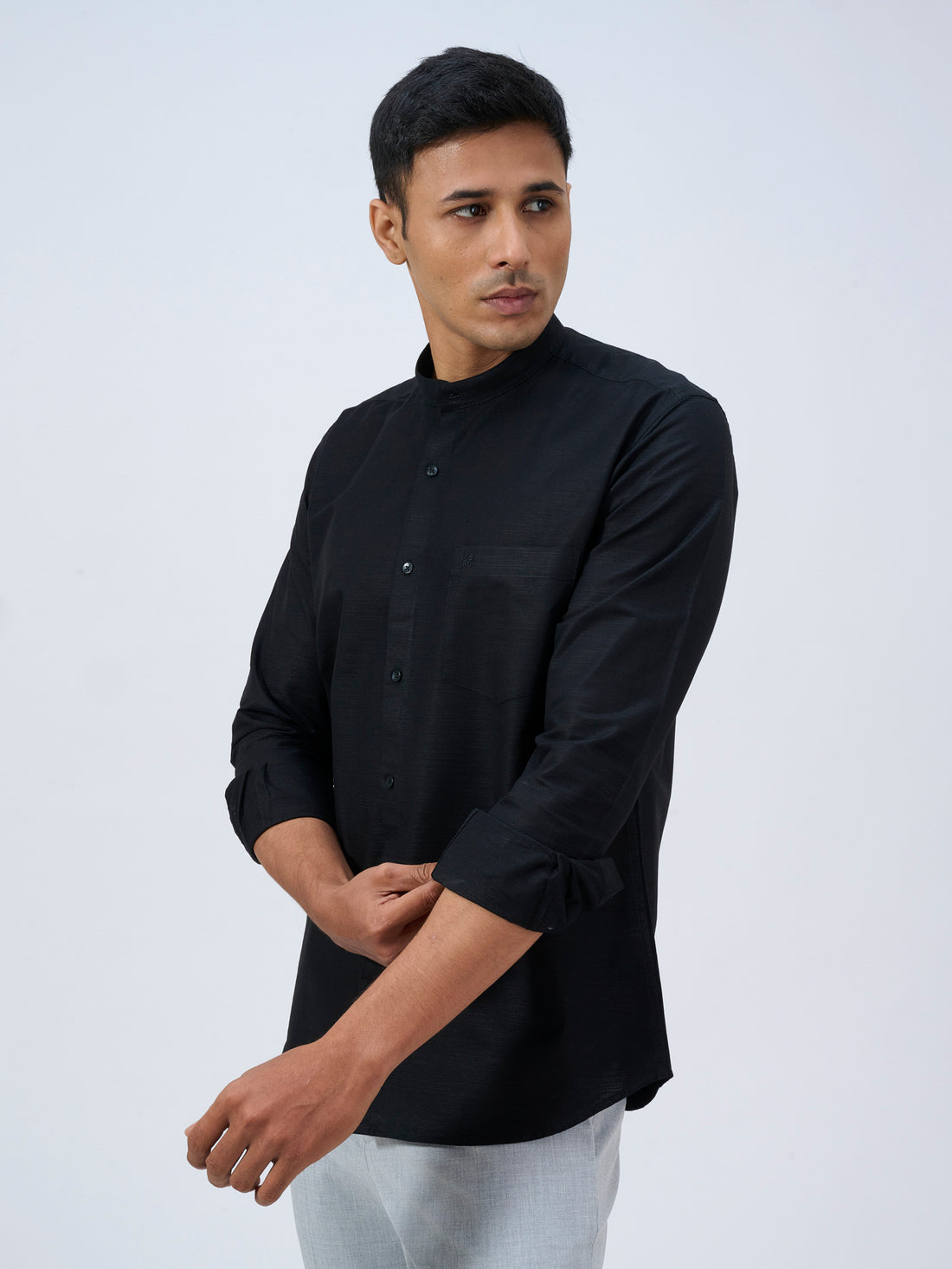 Ebony Mandarin Collar Shirt