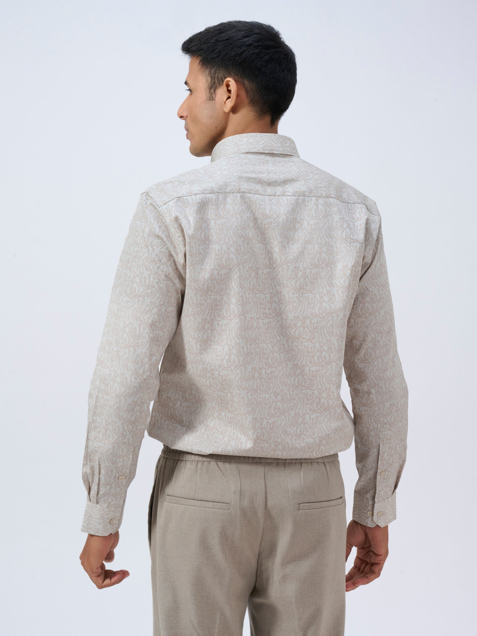 Beige Plant Print Shirt