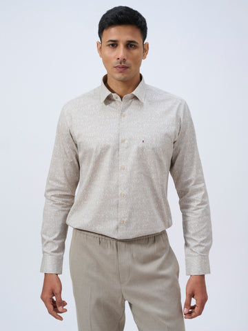 Beige Plant Print Shirt