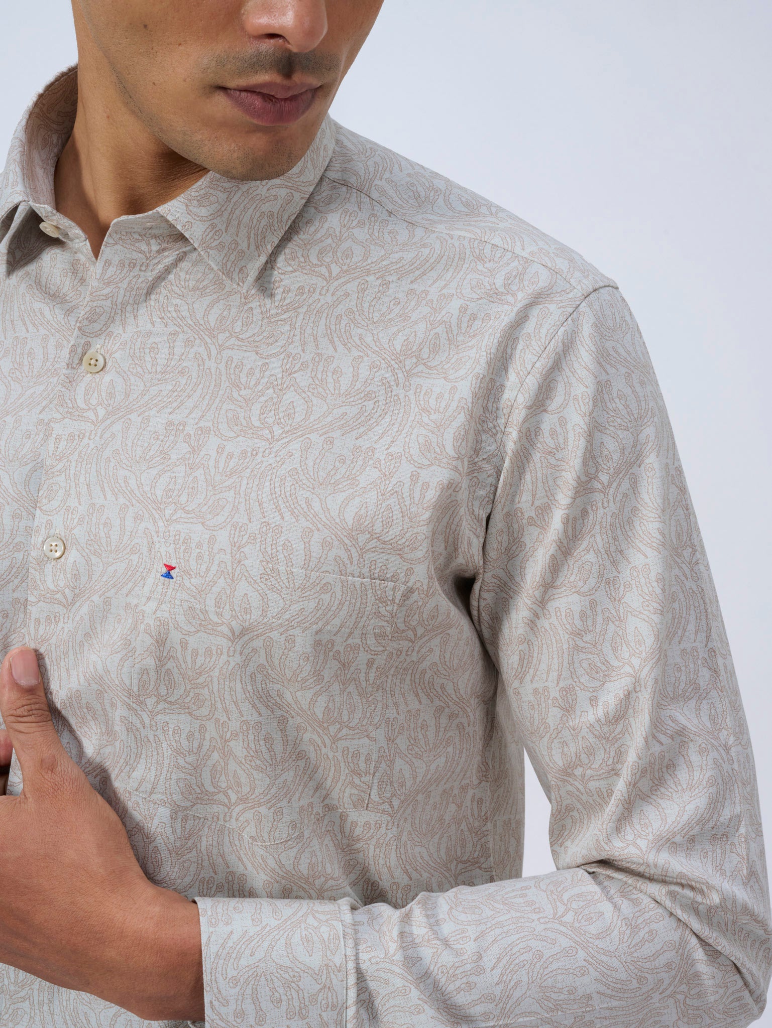 Beige Plant Print Shirt
