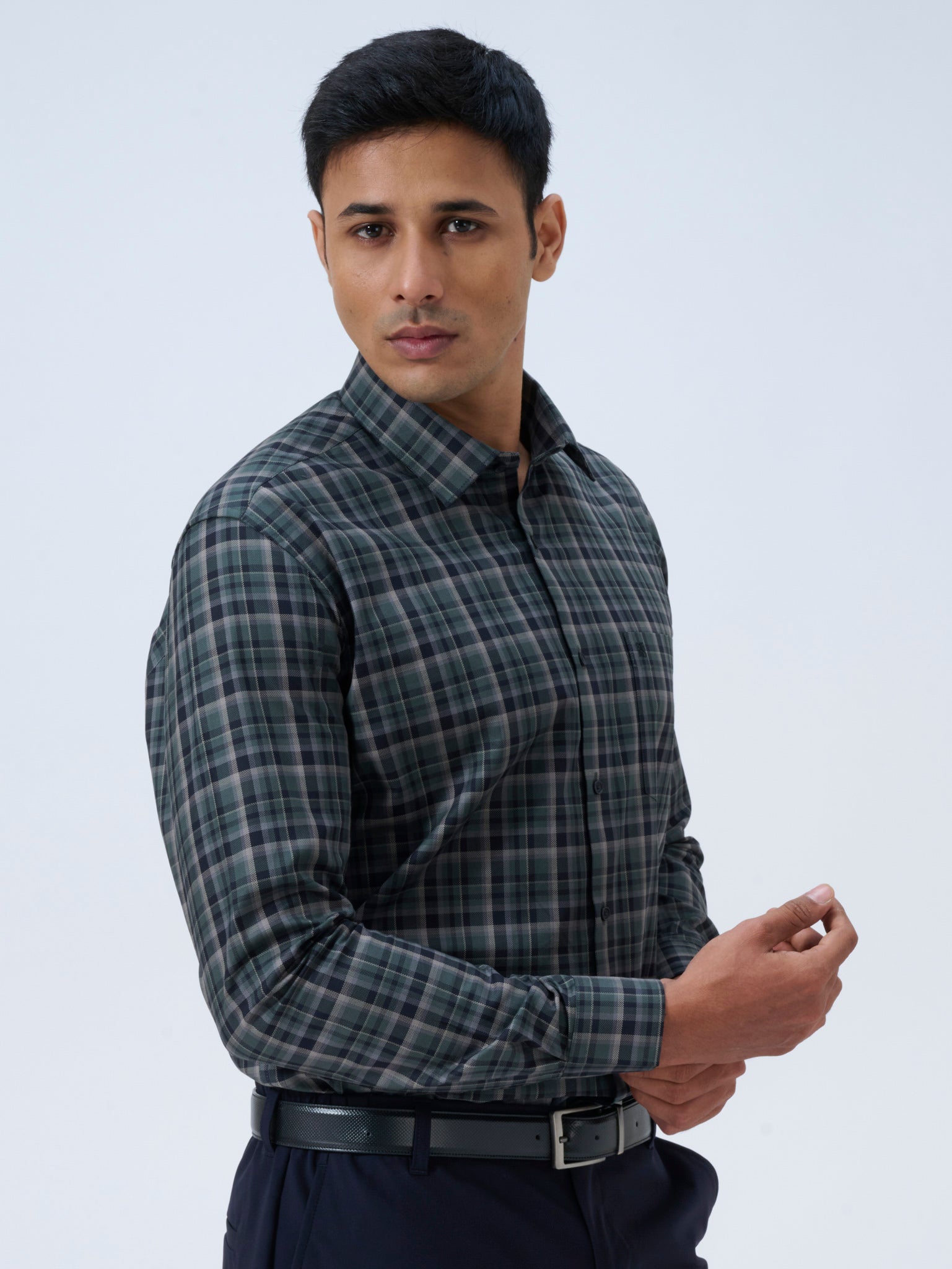 Midnight Teal Tartan Shirt
