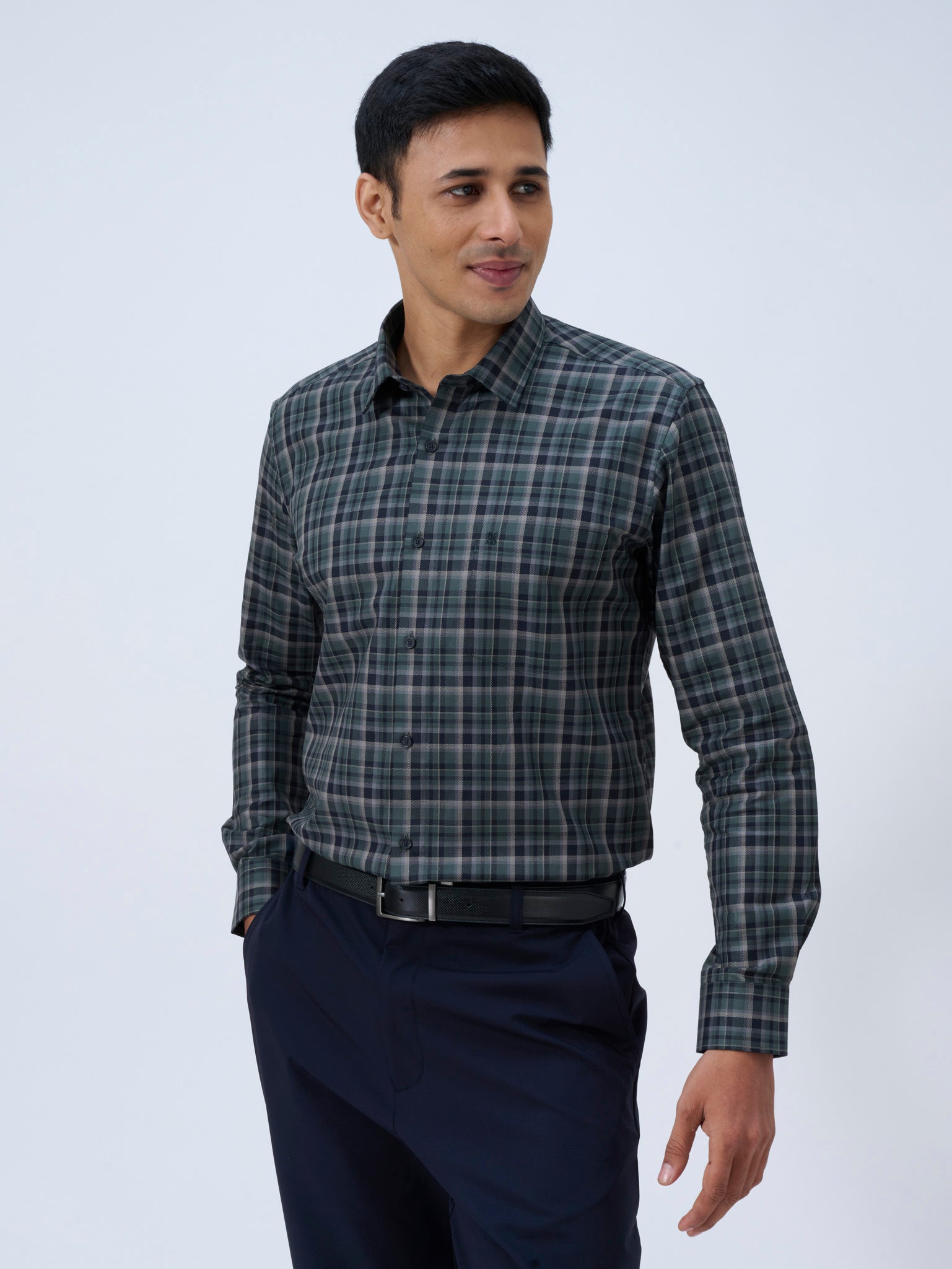Midnight Teal Tartan Shirt