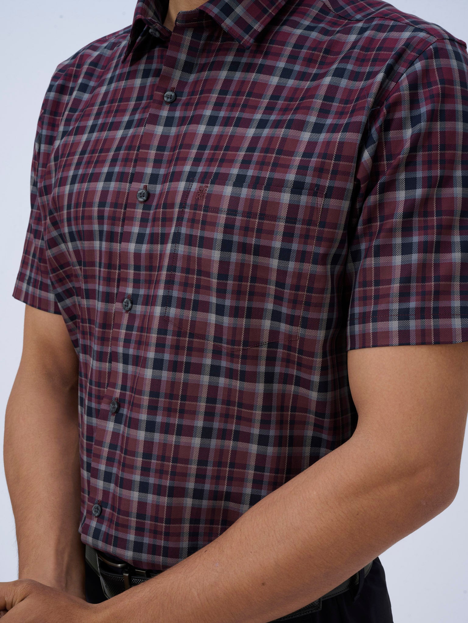 Crimson Violet Tartan Half Sleeve Shirt