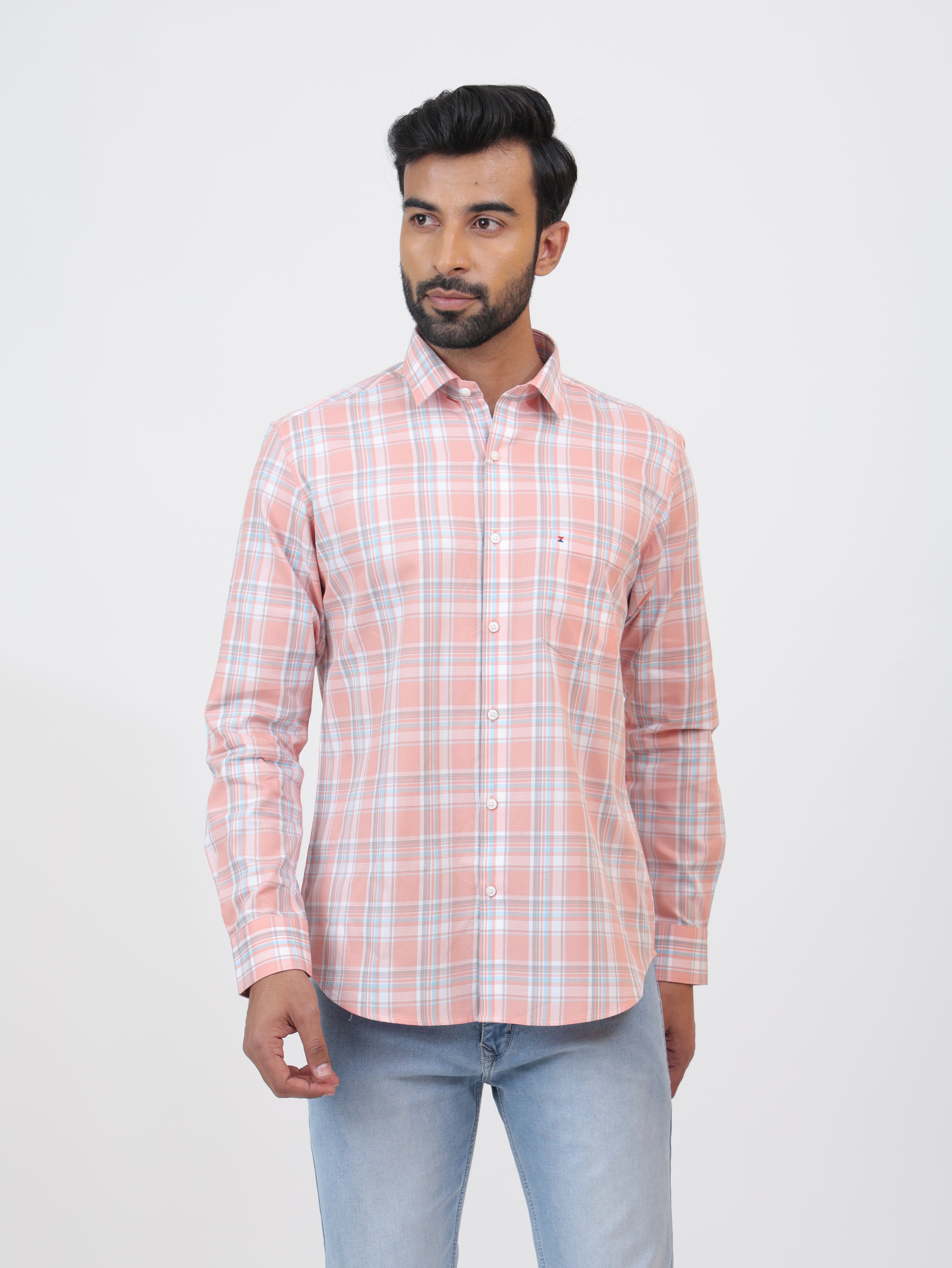 Coral Check Shirt