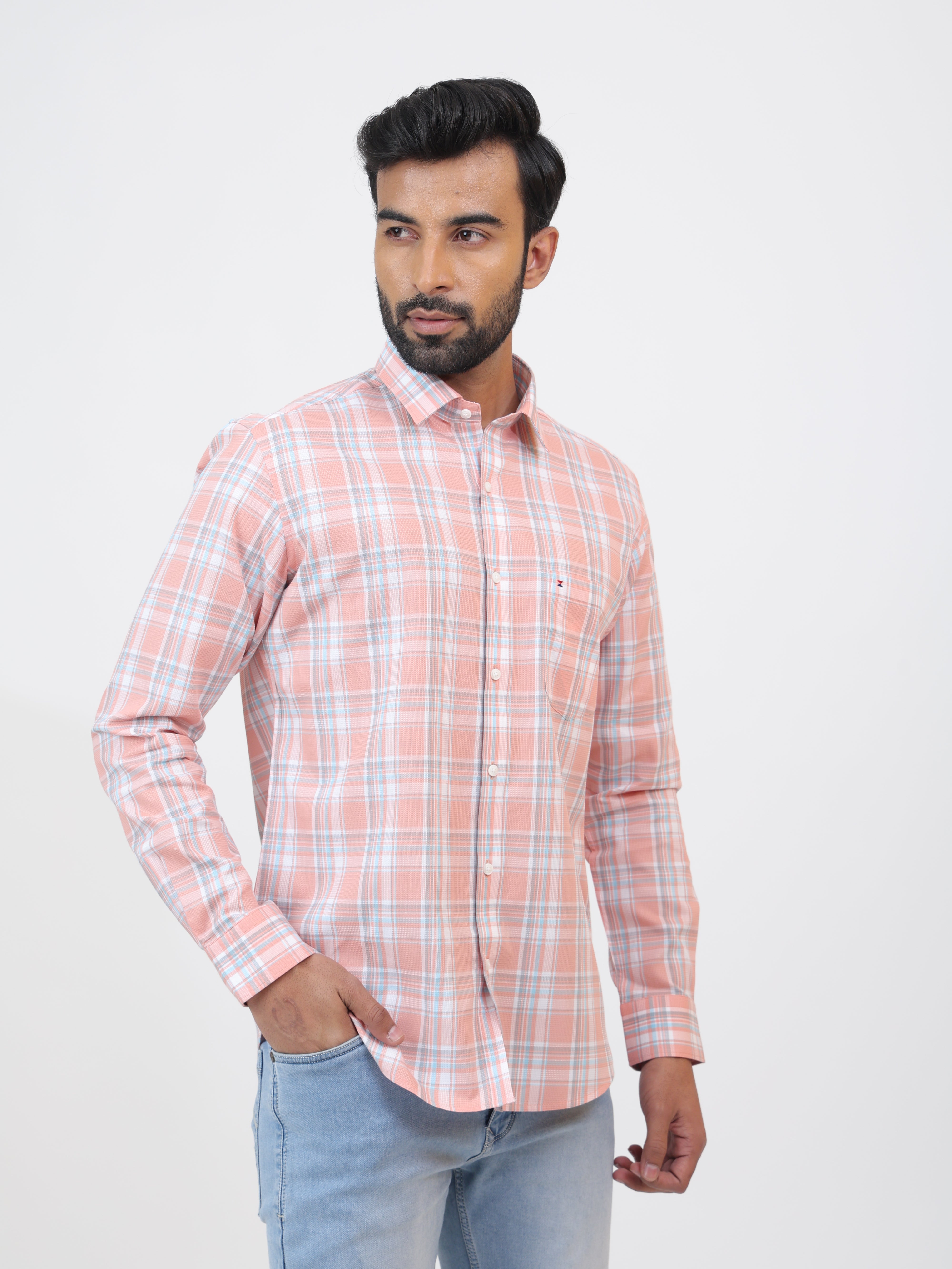 Coral Check Shirt