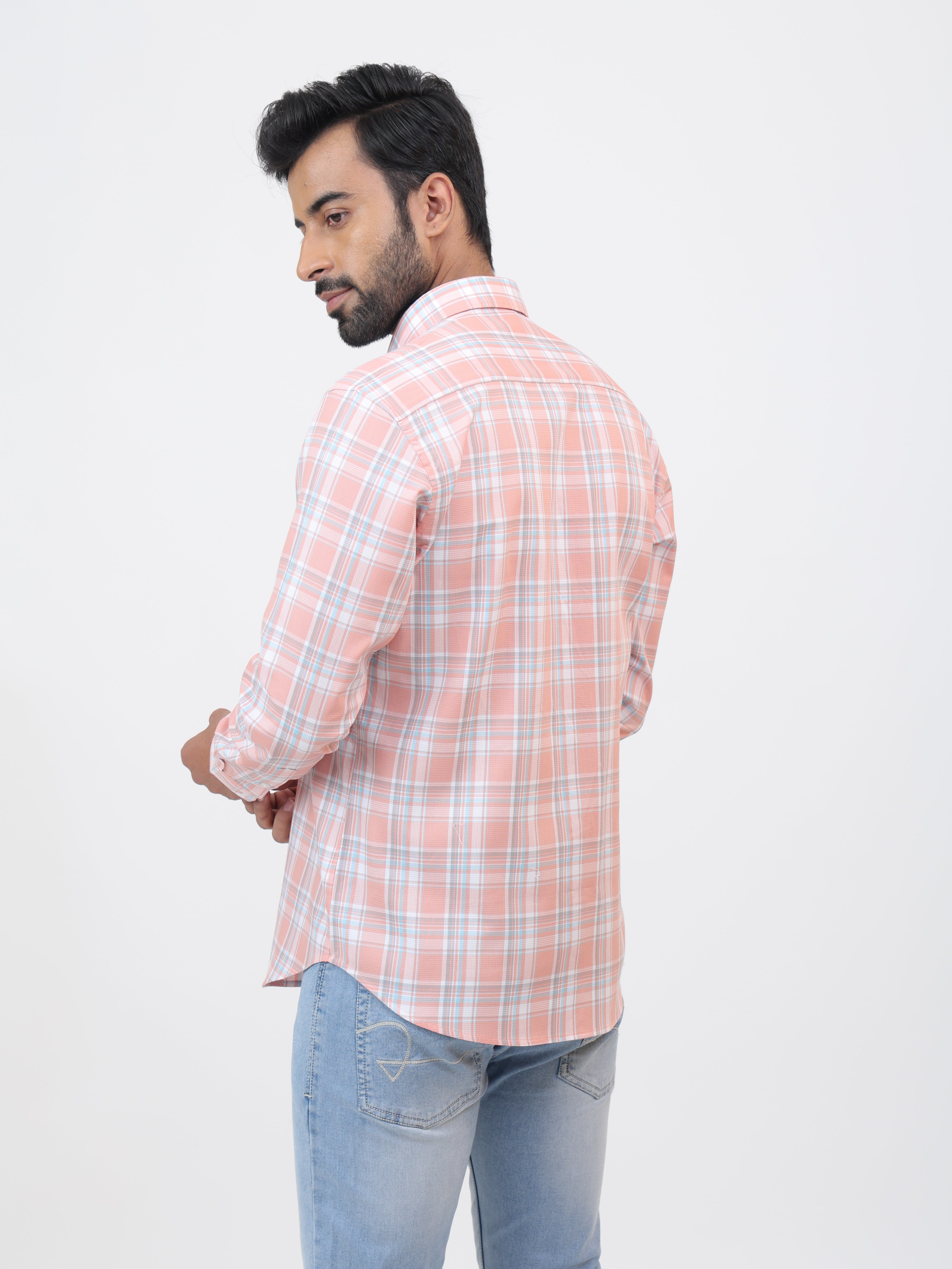 Coral Check Shirt