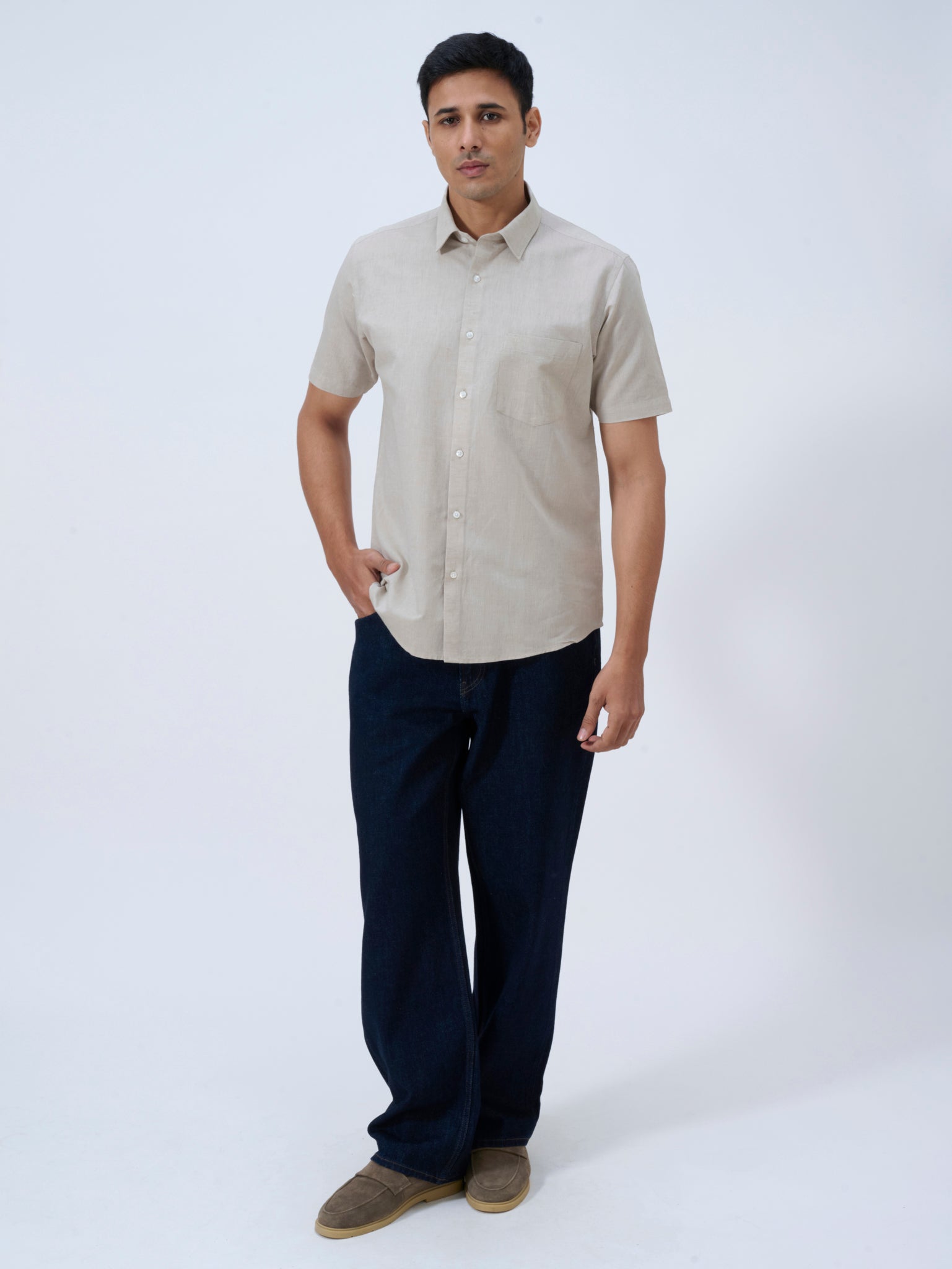 Sand Drift Cotton Linen Half Sleeve Shirt