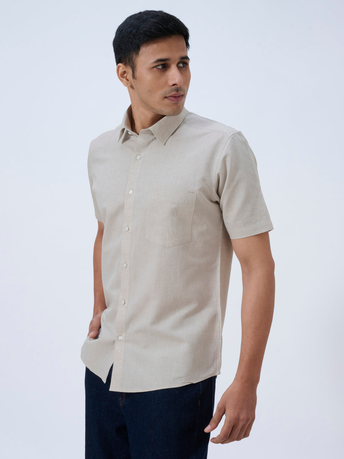 Sand Drift Cotton Linen Half Sleeve Shirt