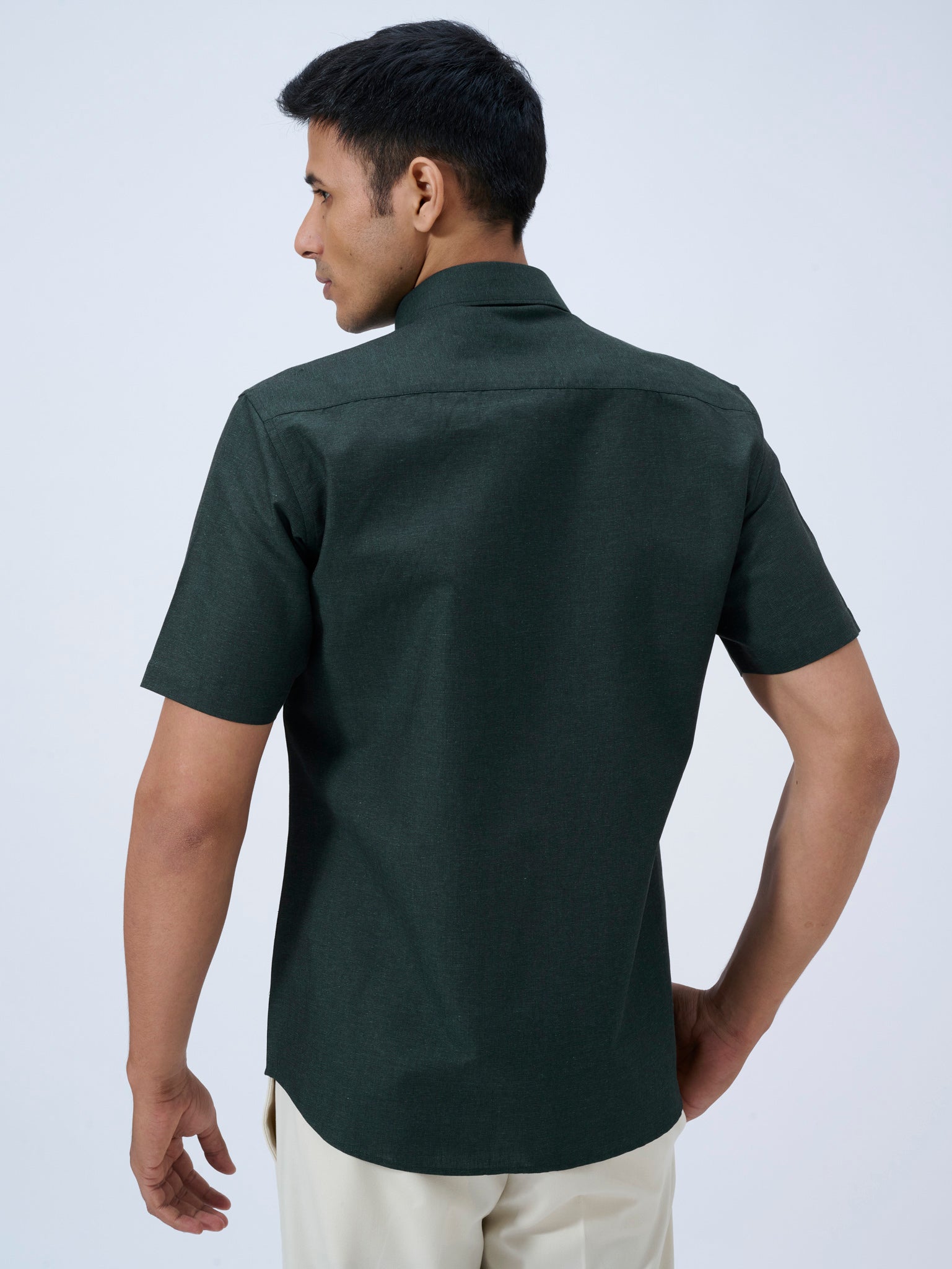 Forest Shadow Cotton Linen Half Sleeve Shirt