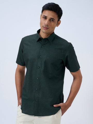 Forest Shadow Cotton Linen Half Sleeve Shirt