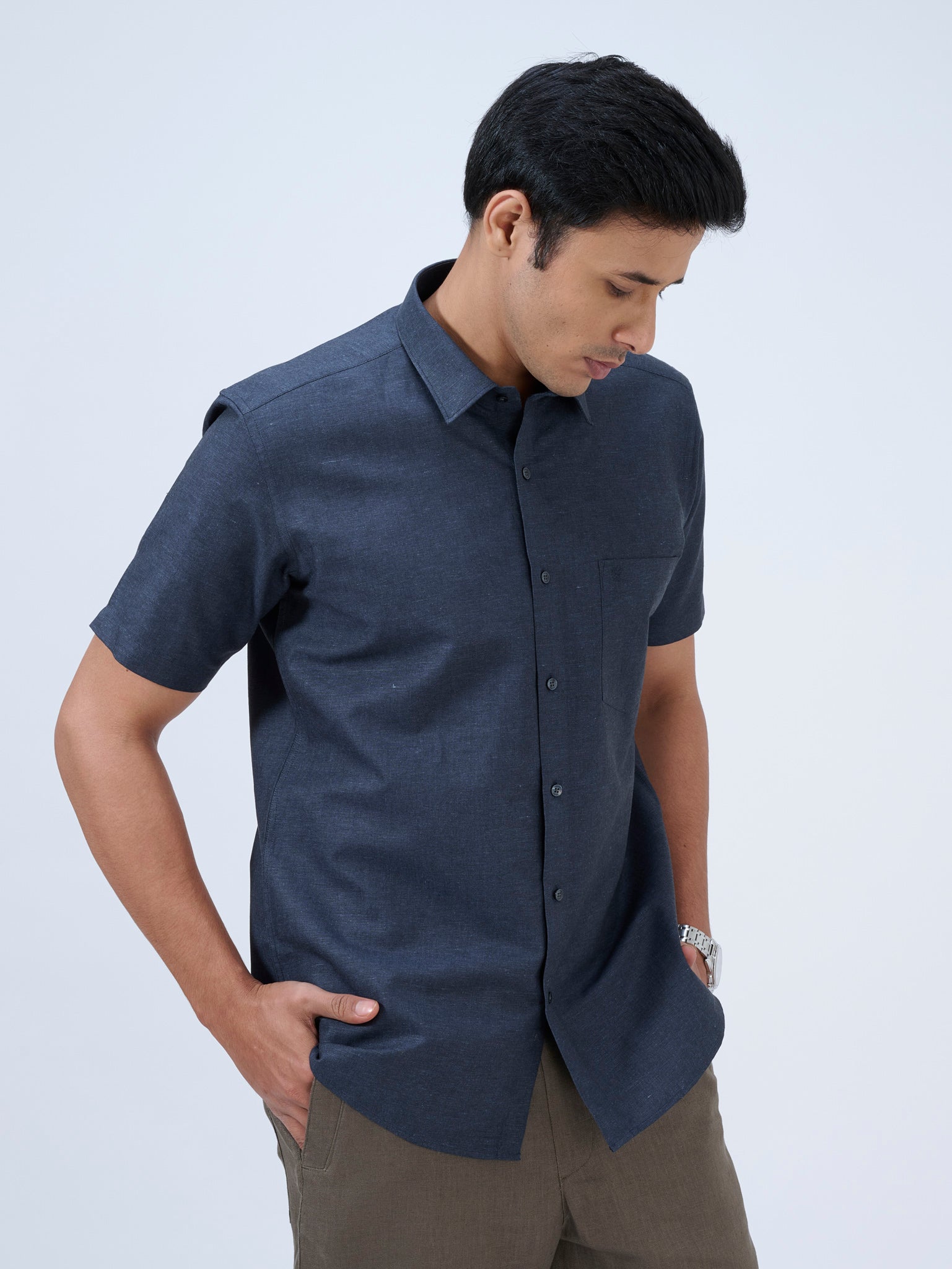 Oxford Blue Solid Shirt