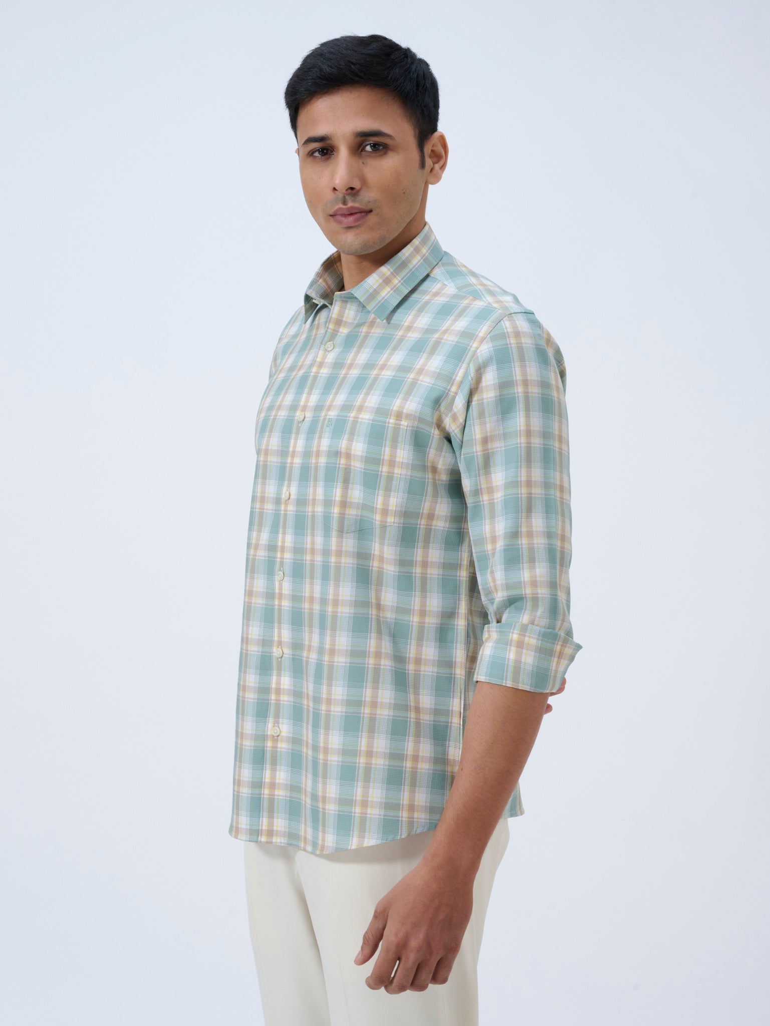 Cool Agave Madras Check Shirt
