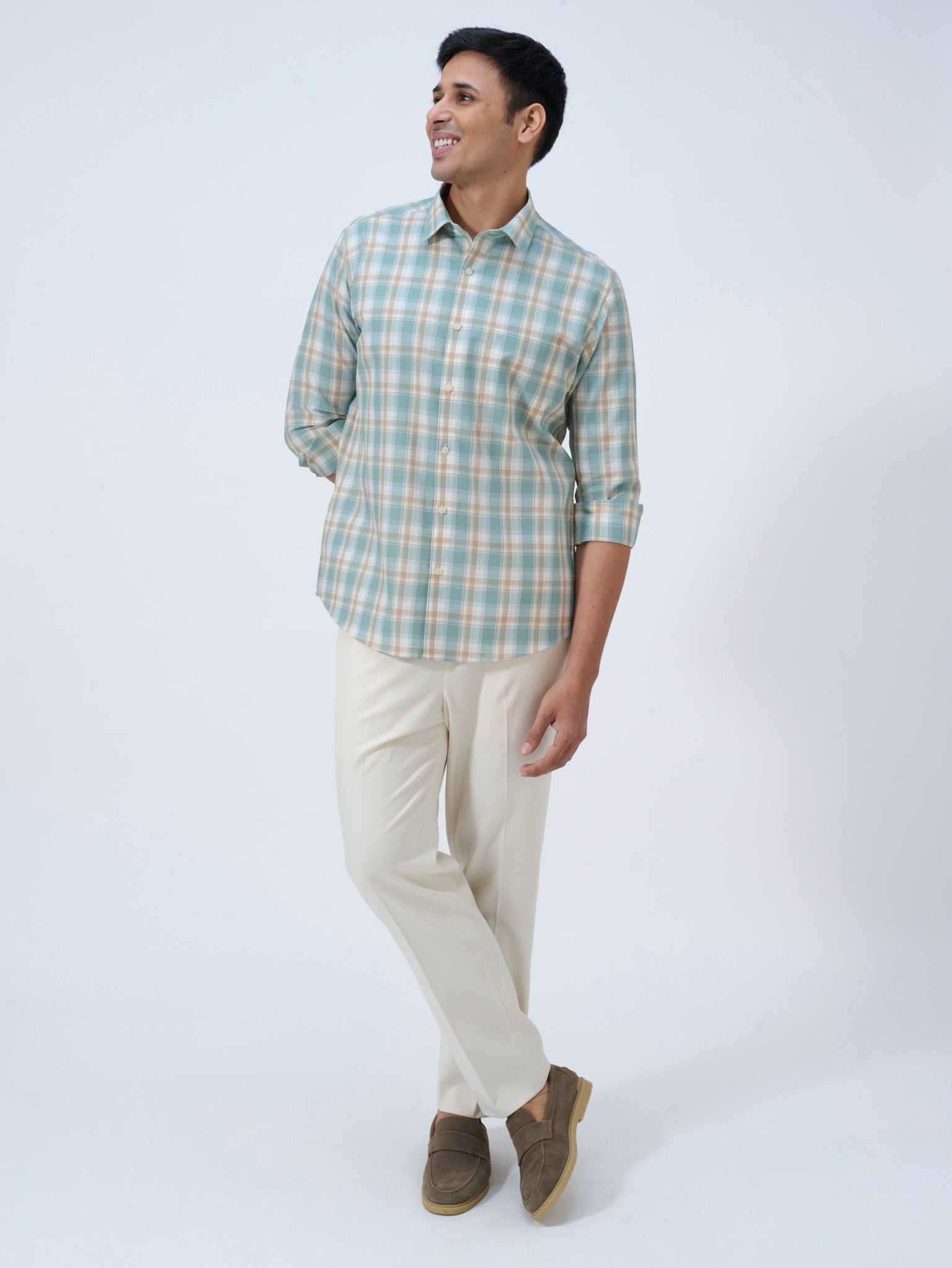 Cool Agave Madras Check Shirt
