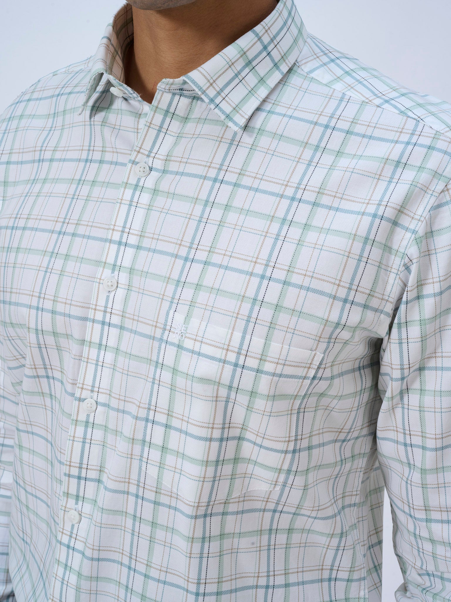 Powder White Graph Check Shirt