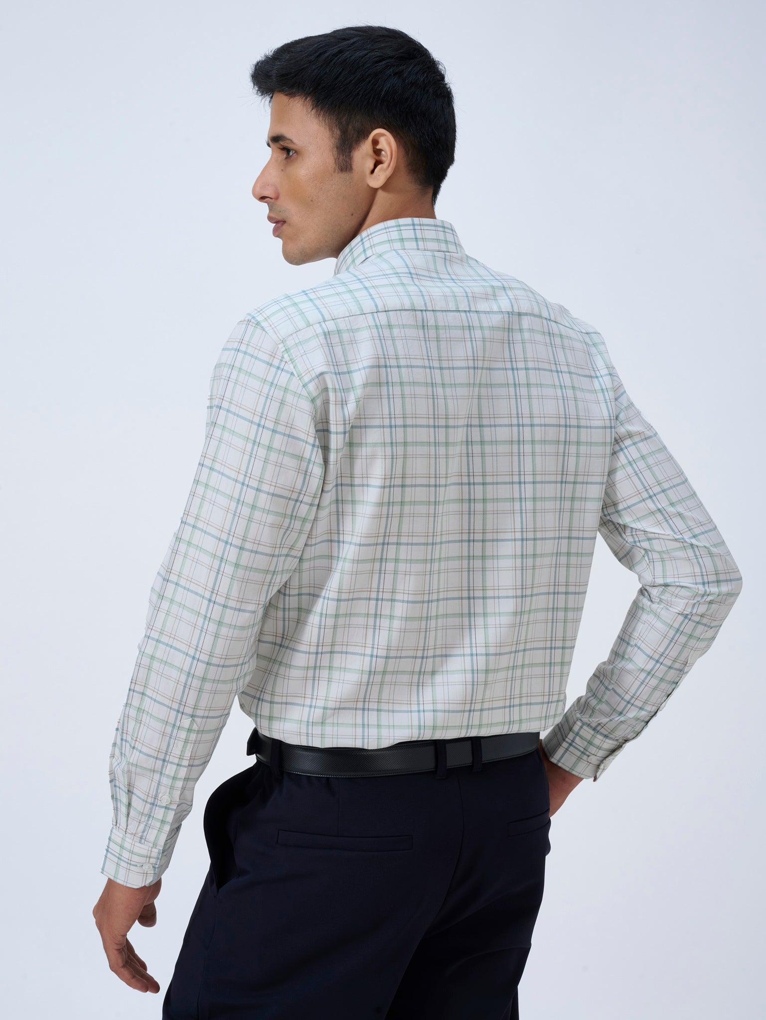 Powder White Graph Check Shirt