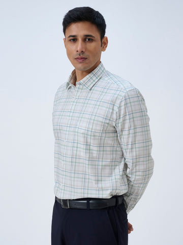 Powder White Graph Check Shirt