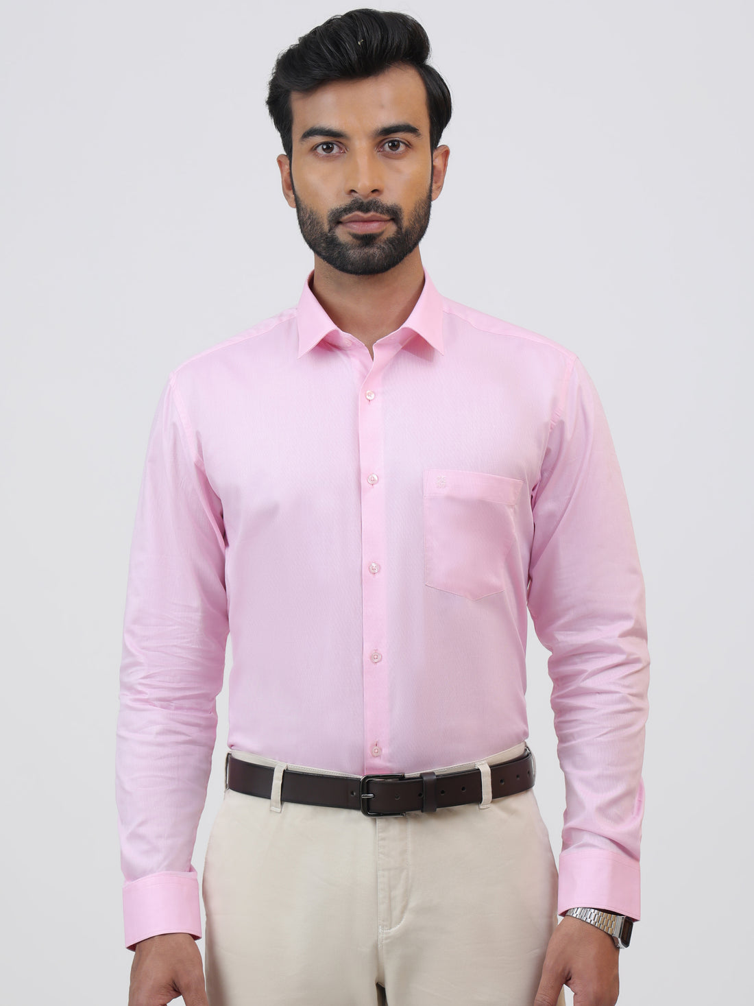 Ash Pink Shirt, a two toned pink cotton shirt with a tailored fit and long sleeves.