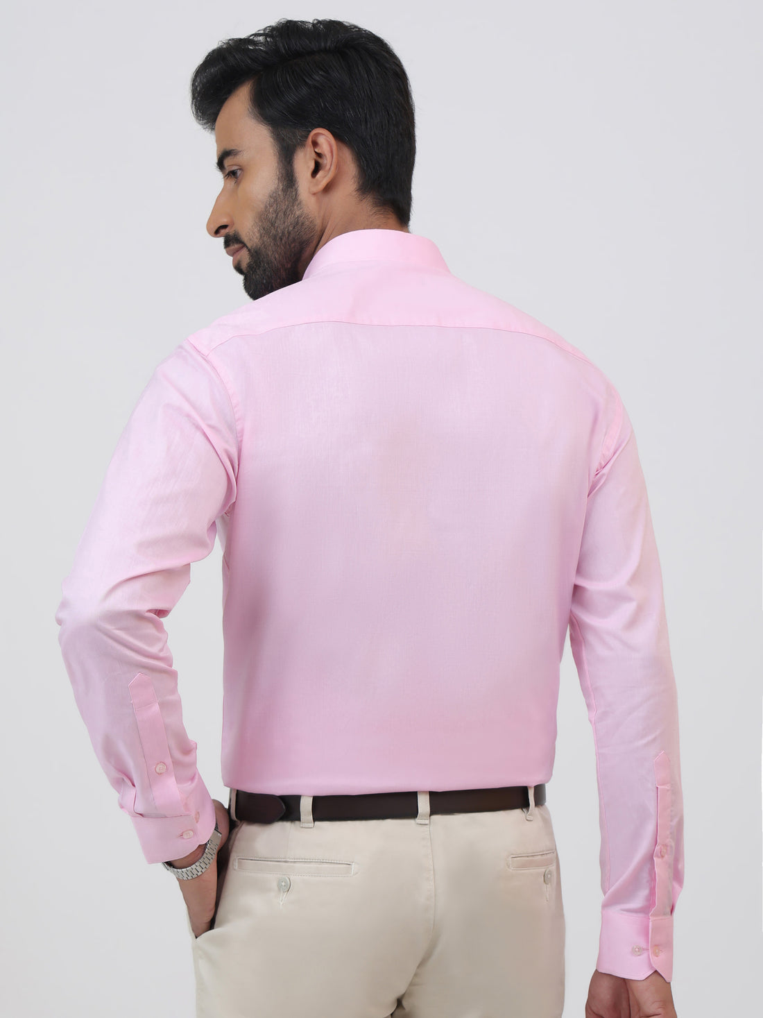 Ash Pink Shirt, a two toned pink cotton shirt with a tailored fit and long sleeves.