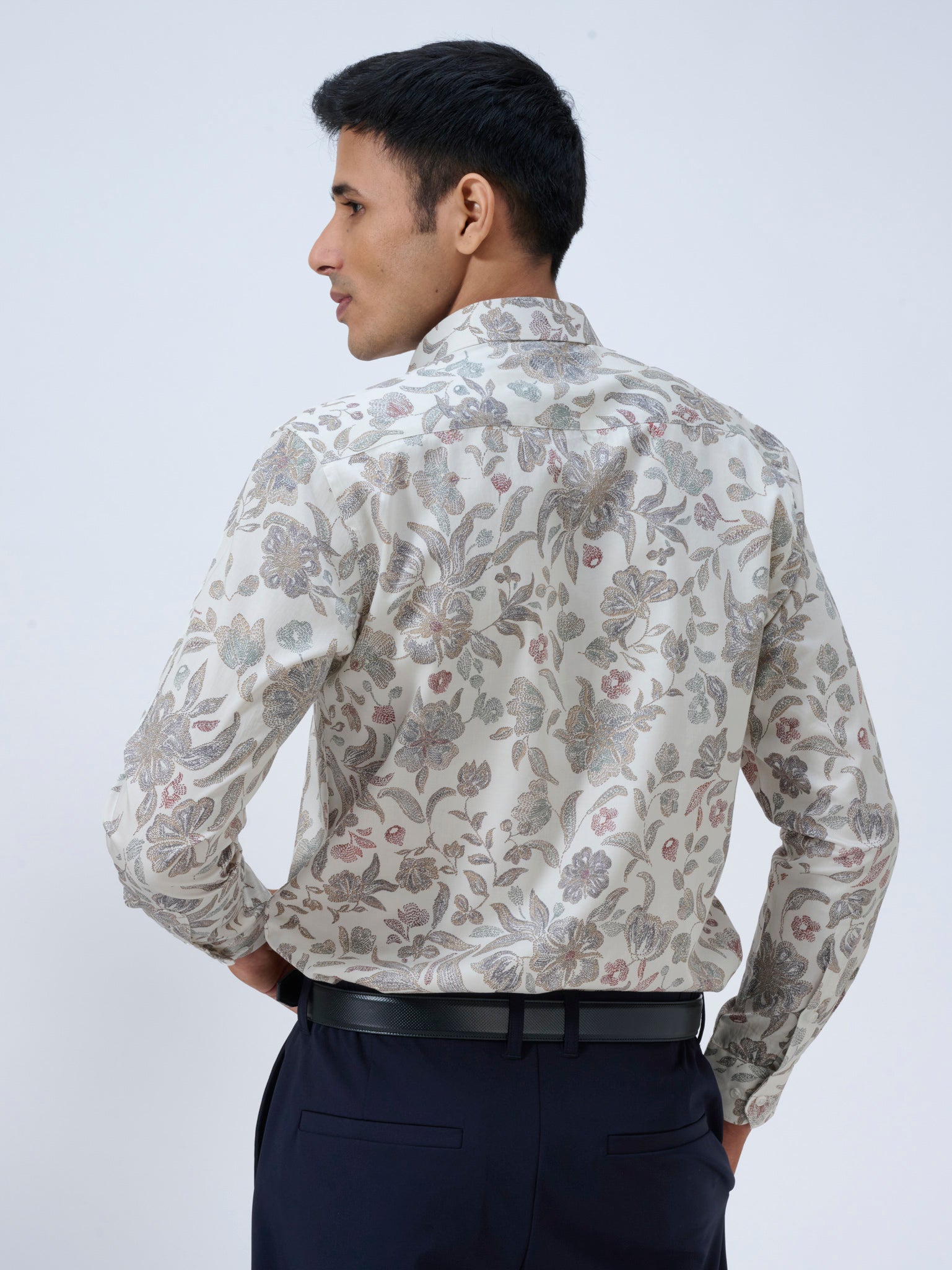 Baby Powder Satin Print Shirt