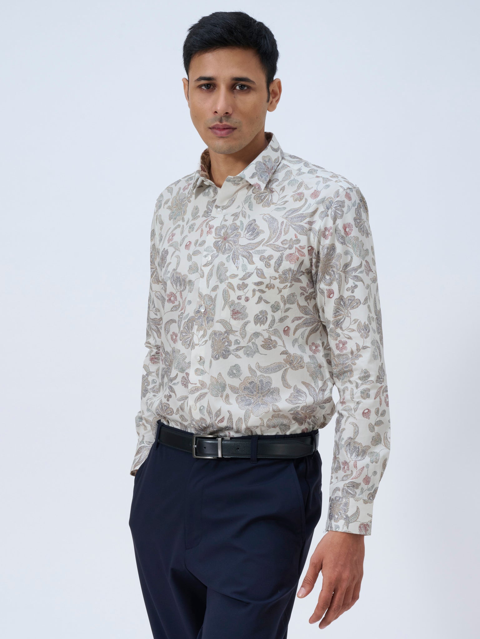 Baby Powder Satin Print Shirt