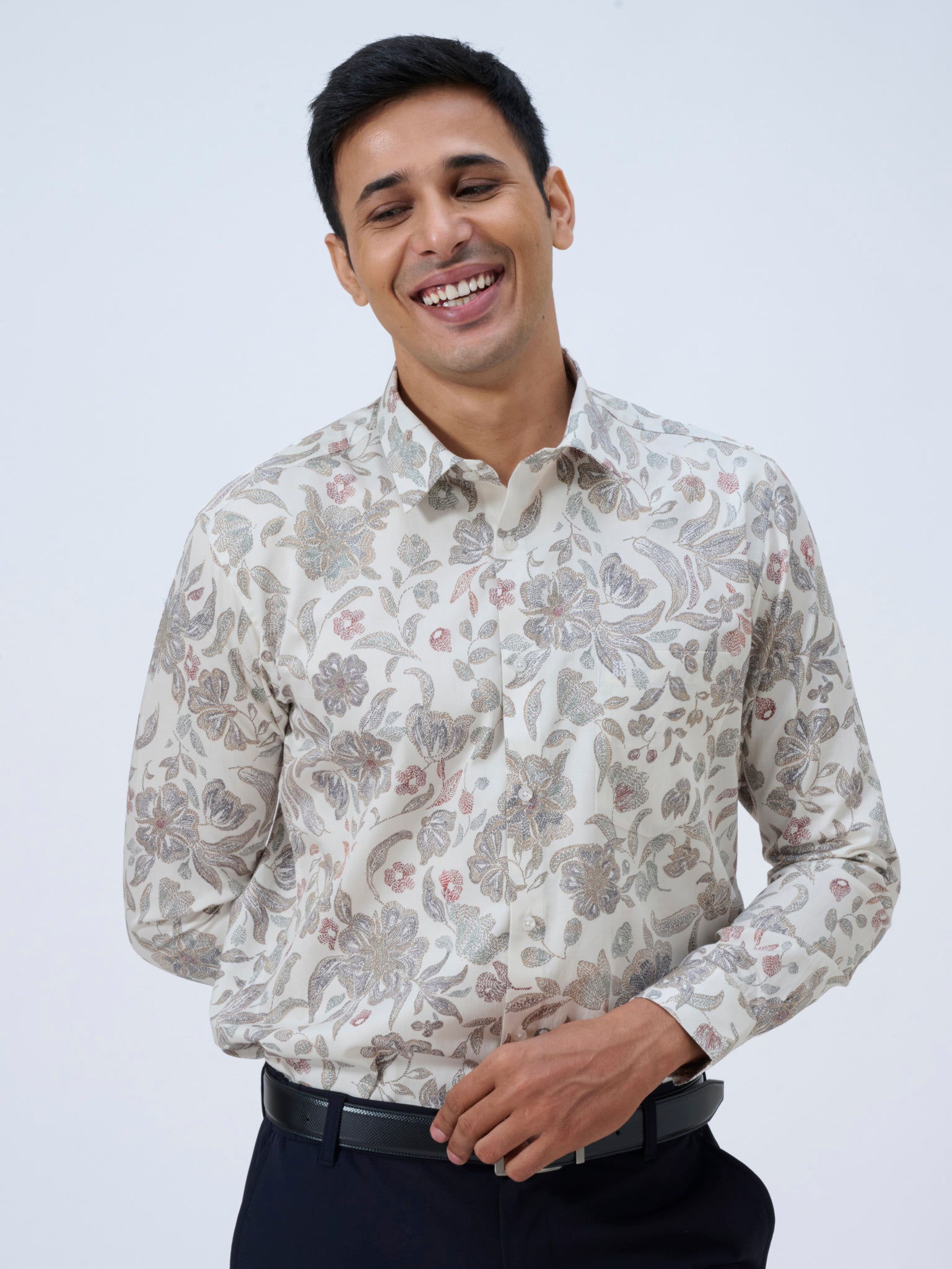 Baby Powder Satin Print Shirt