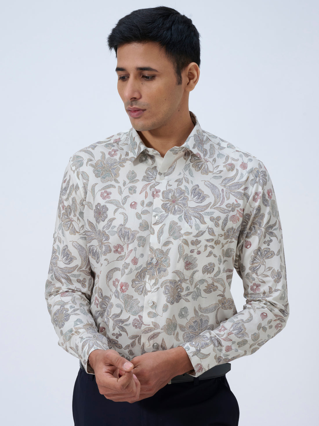 Baby Powder Satin Print Shirt