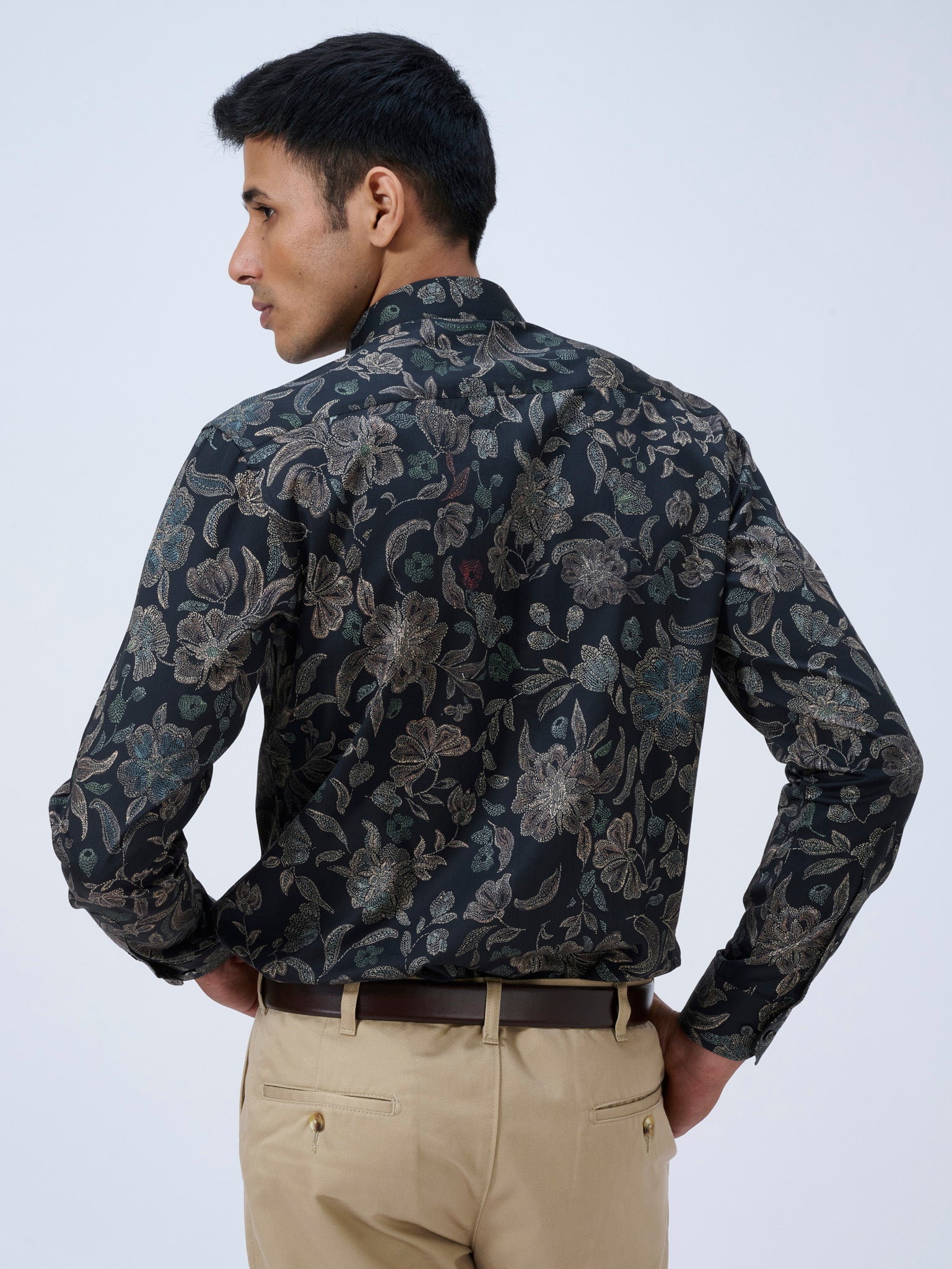Raisin Black Satin Print Shirt