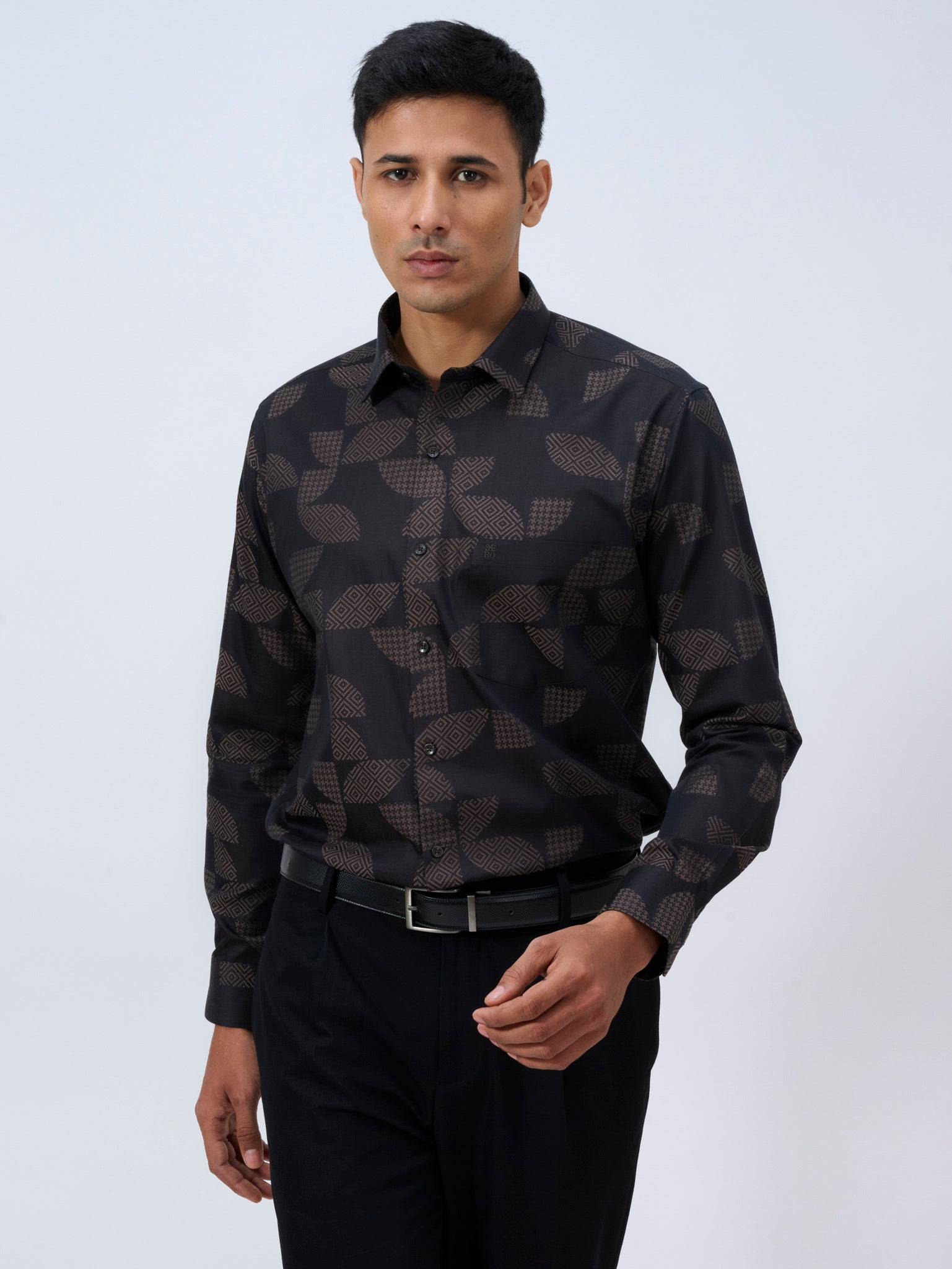 Galaxy Black Jacquard Shirt