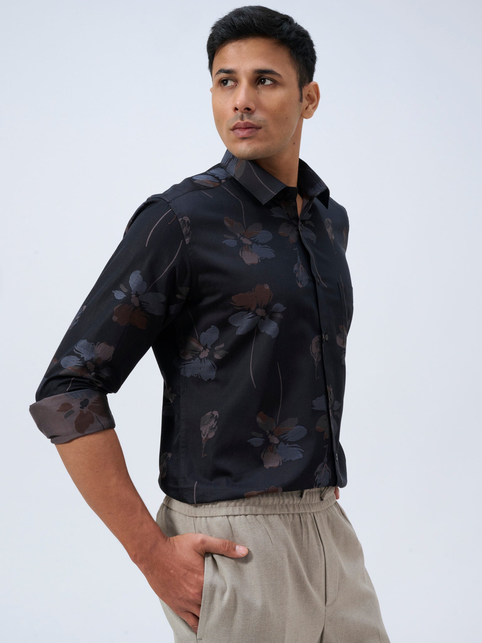 Midnight Bloom Jacquard Shirt