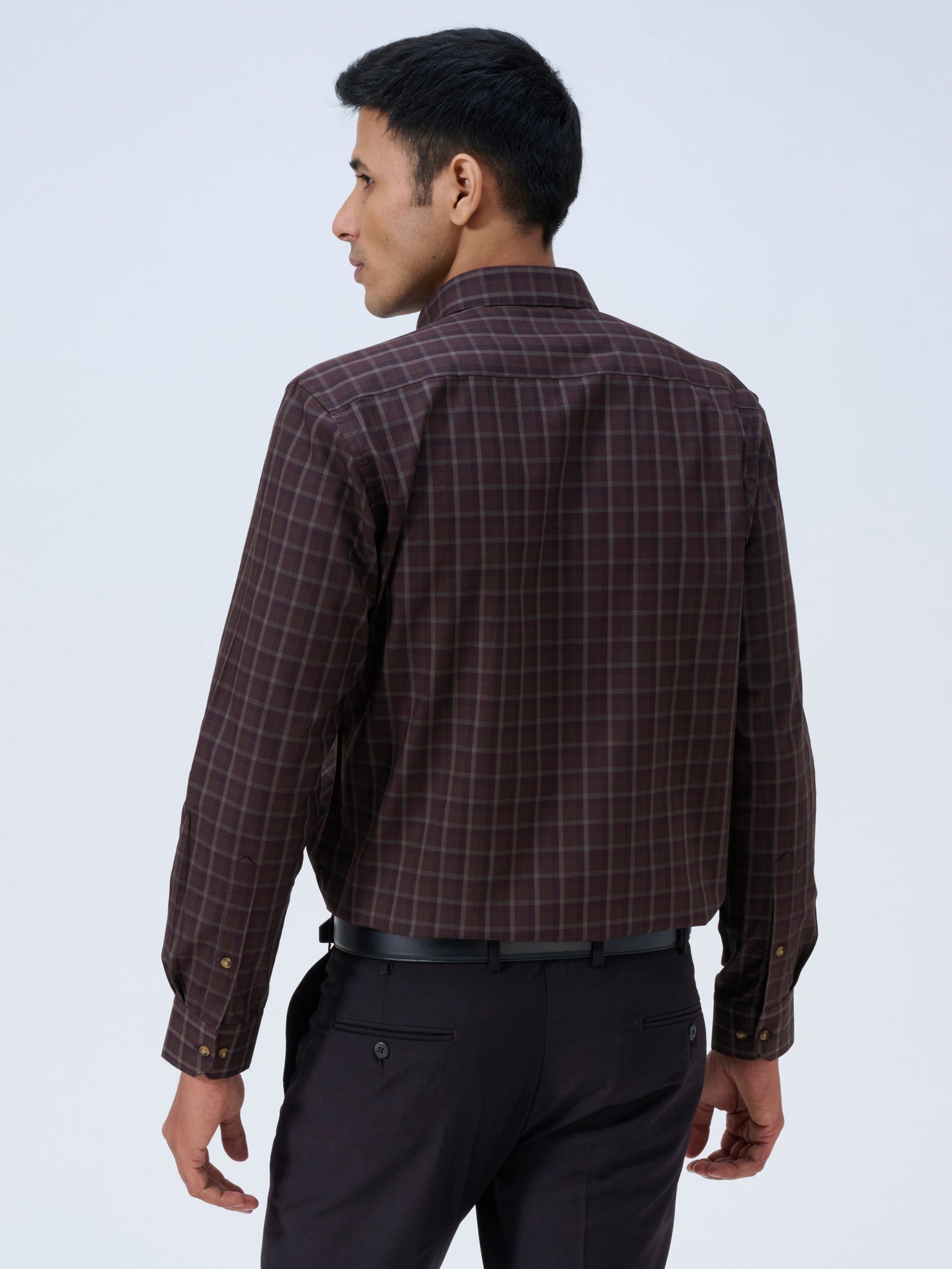 Dark Wood Windowpane Shirt