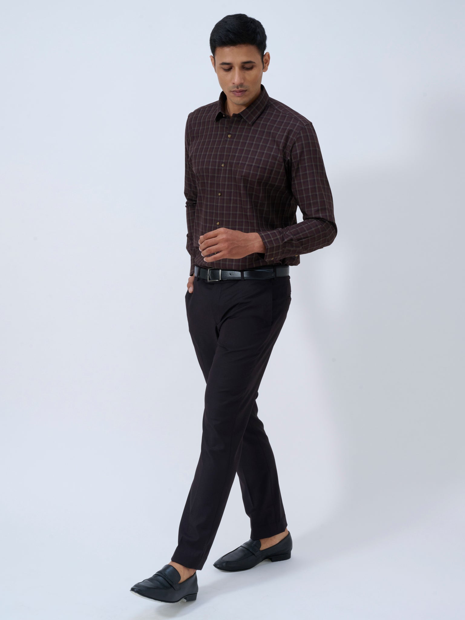 Dark Wood Windowpane Shirt