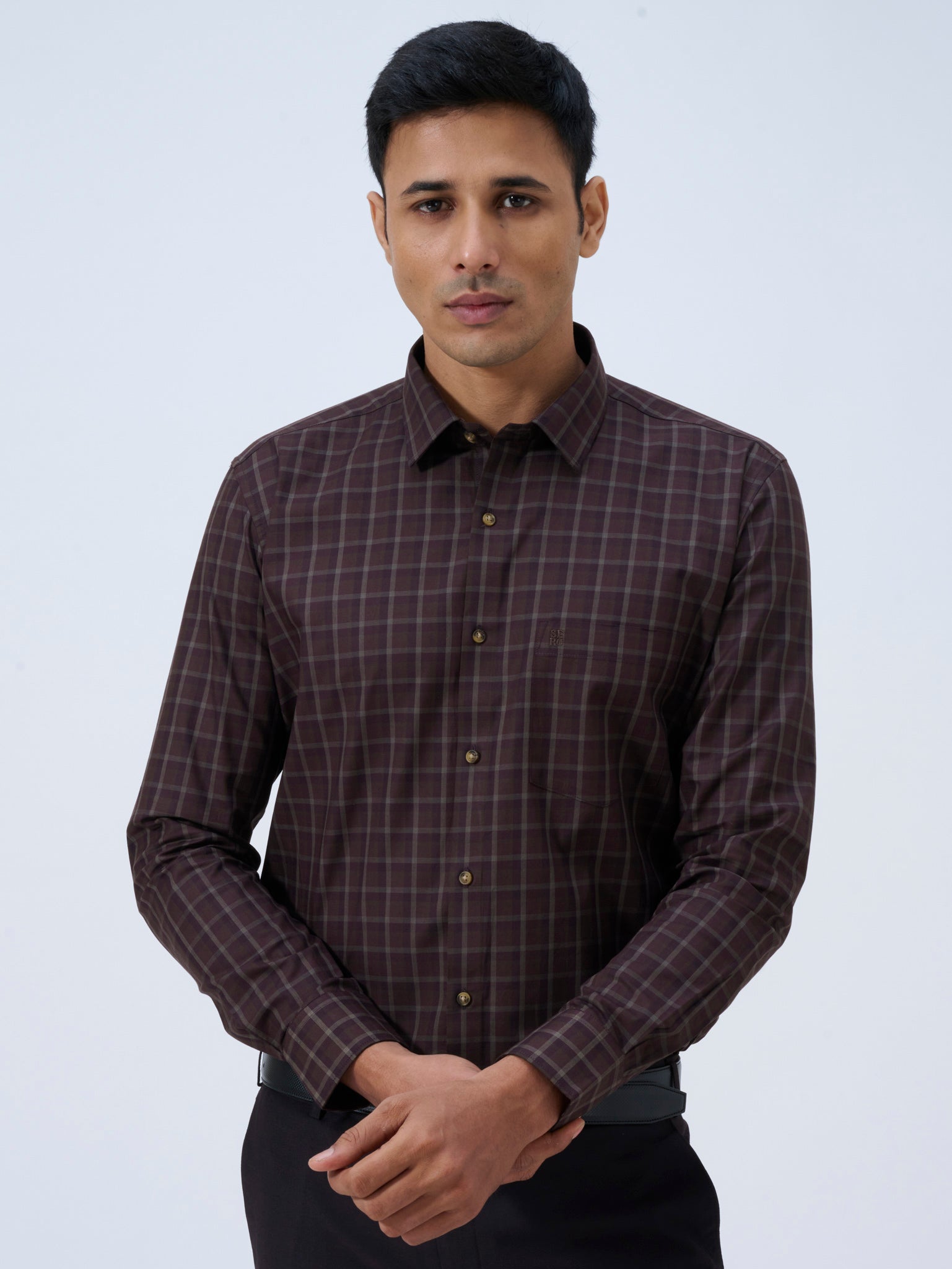 Dark Wood Windowpane Shirt