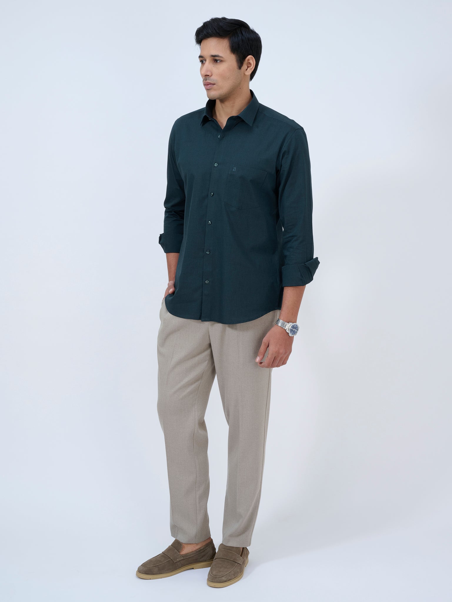 Hunter Green Solid Shirt