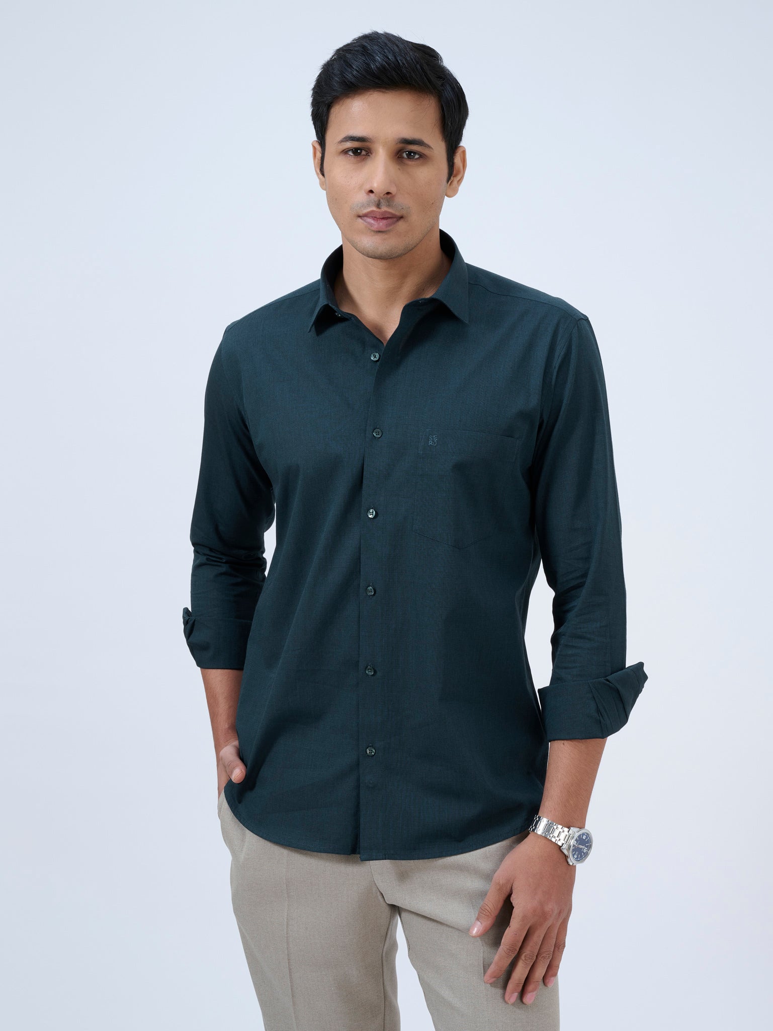 Hunter Green Solid Shirt