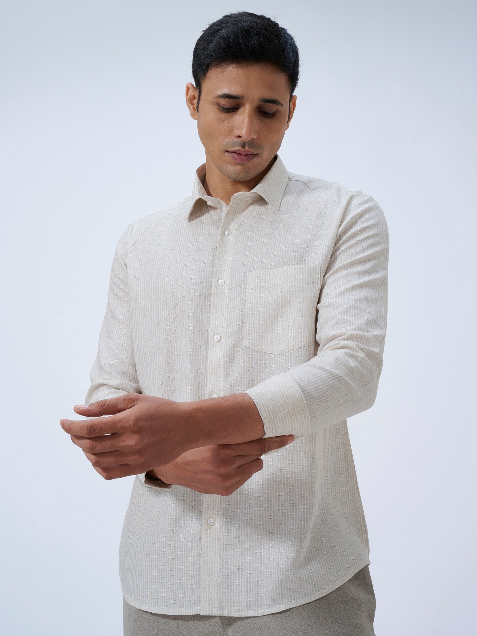 Soft Oat Cotton Linen Dobby Shirt