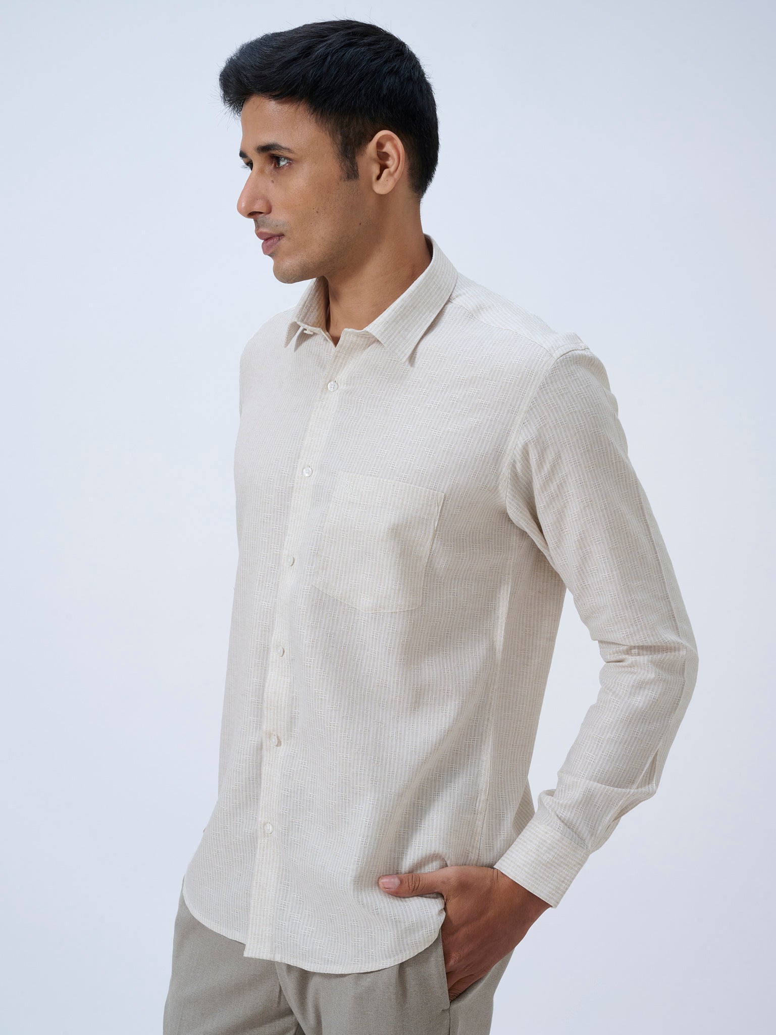 Soft Oat Cotton Linen Dobby Shirt