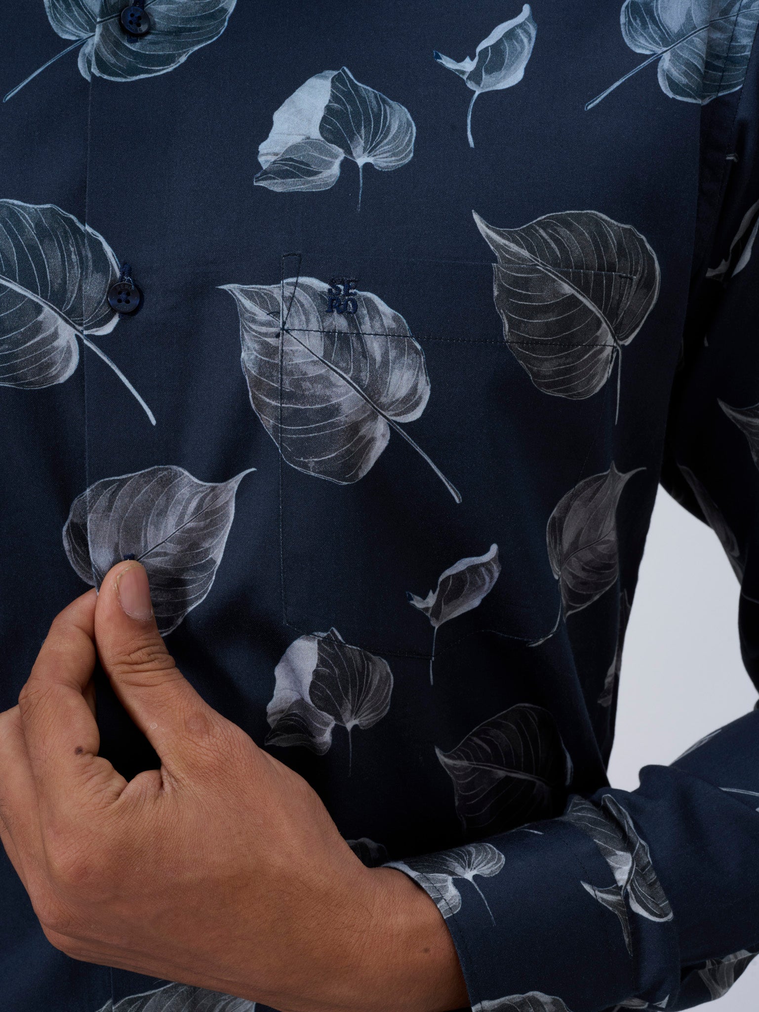 Imperial Blue Leaf Print Shirt