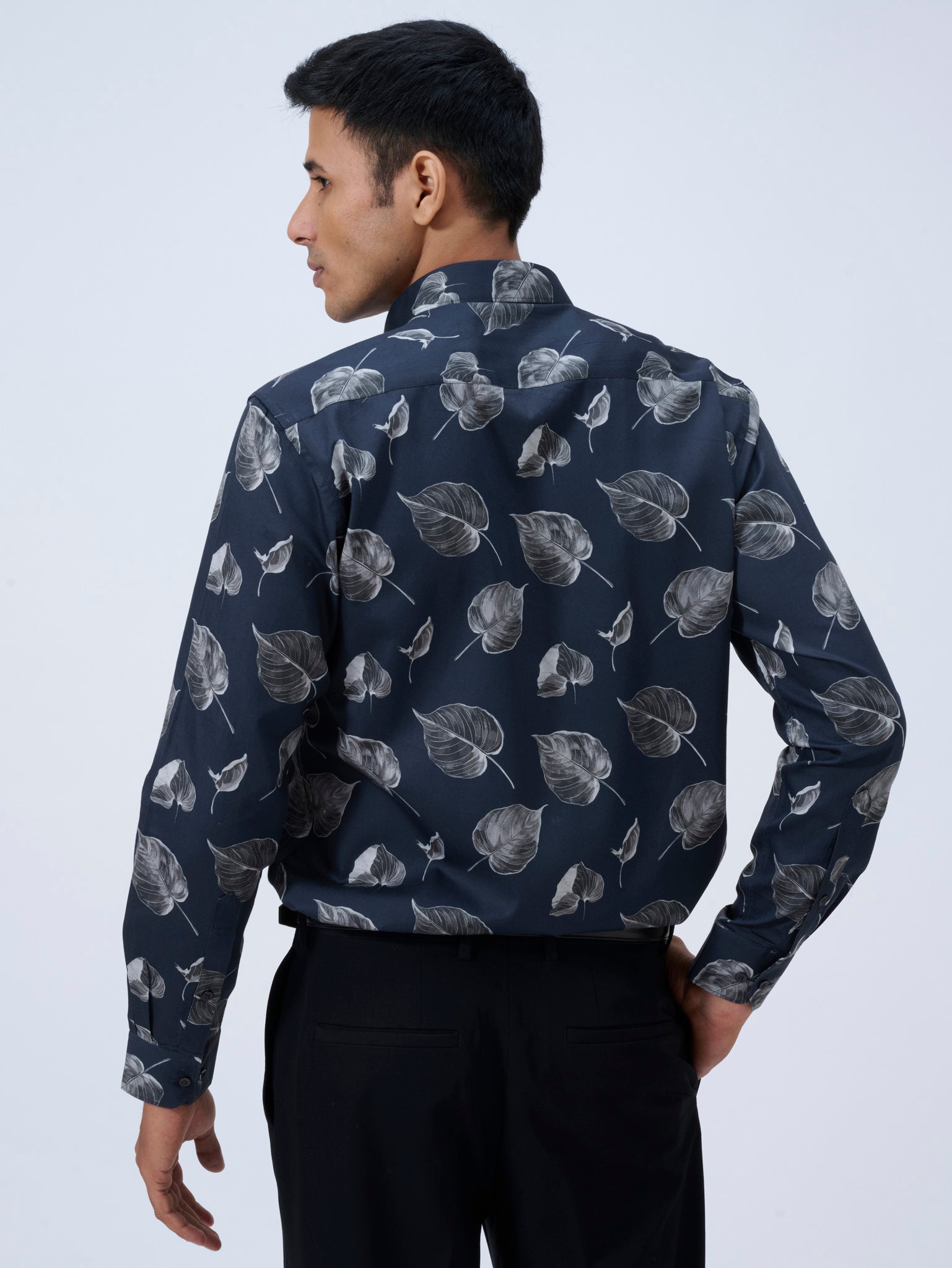 Imperial Blue Leaf Print Shirt