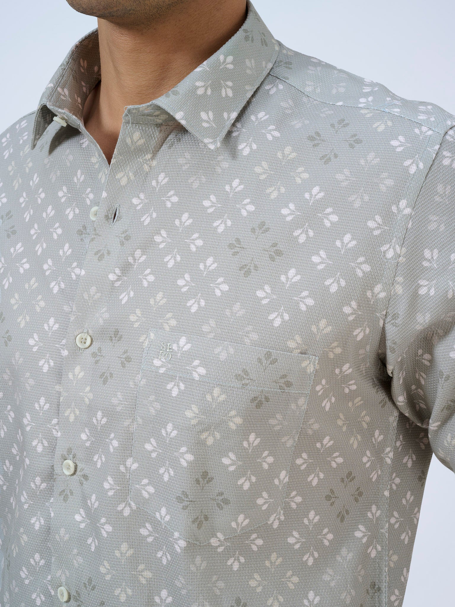 Squirrel Grey Leaf Print Shirt