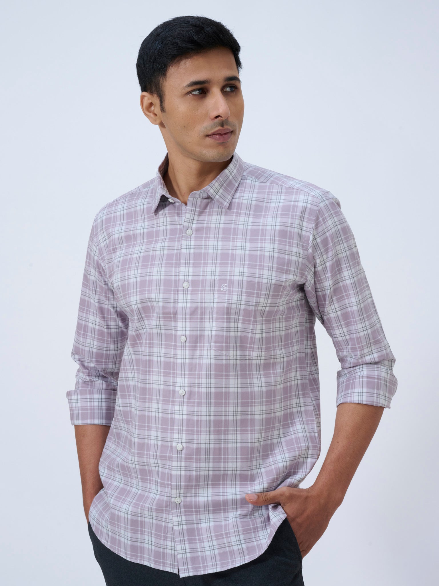Lavender Fog Windowpane Shirt